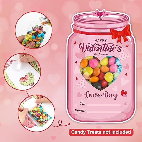 Miniatura 6 de Tarjetas de regalo para el día de San Valentín para niños, paquete de 60 con 10 diseños de patrones diferentes, tarjetas de felicitación de