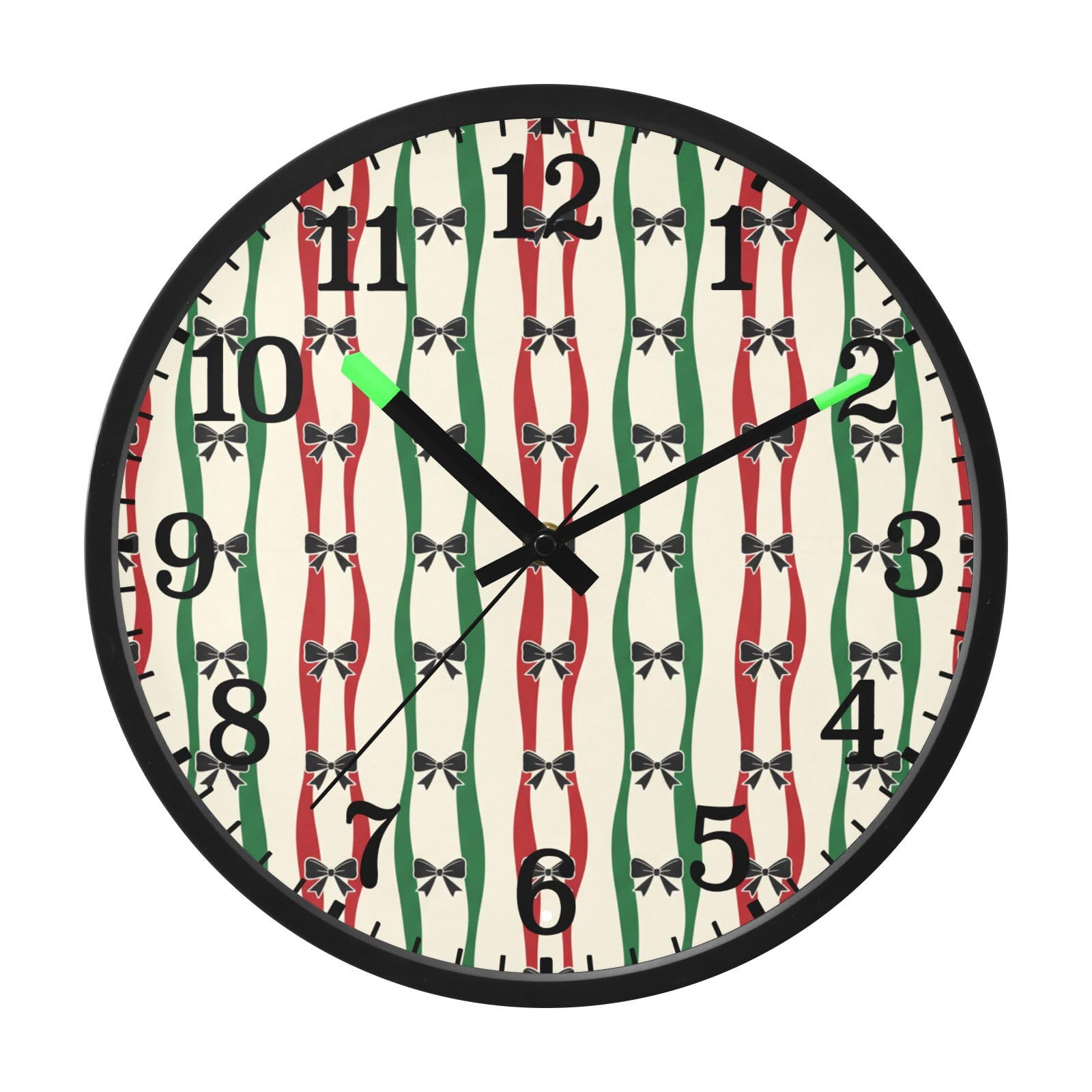 Horloge silencieuse lumineuse GuoChe au design rayé de Noël