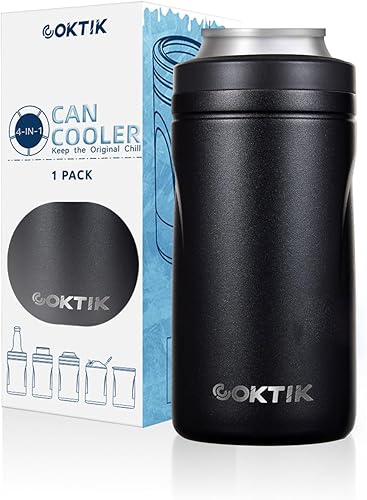 COKTIK 4 en 1 enfriador de latas aislado, enfriador de latas delgadas de doble pared para latas de 12 oz regulares o delgadas y botellas de cerveza