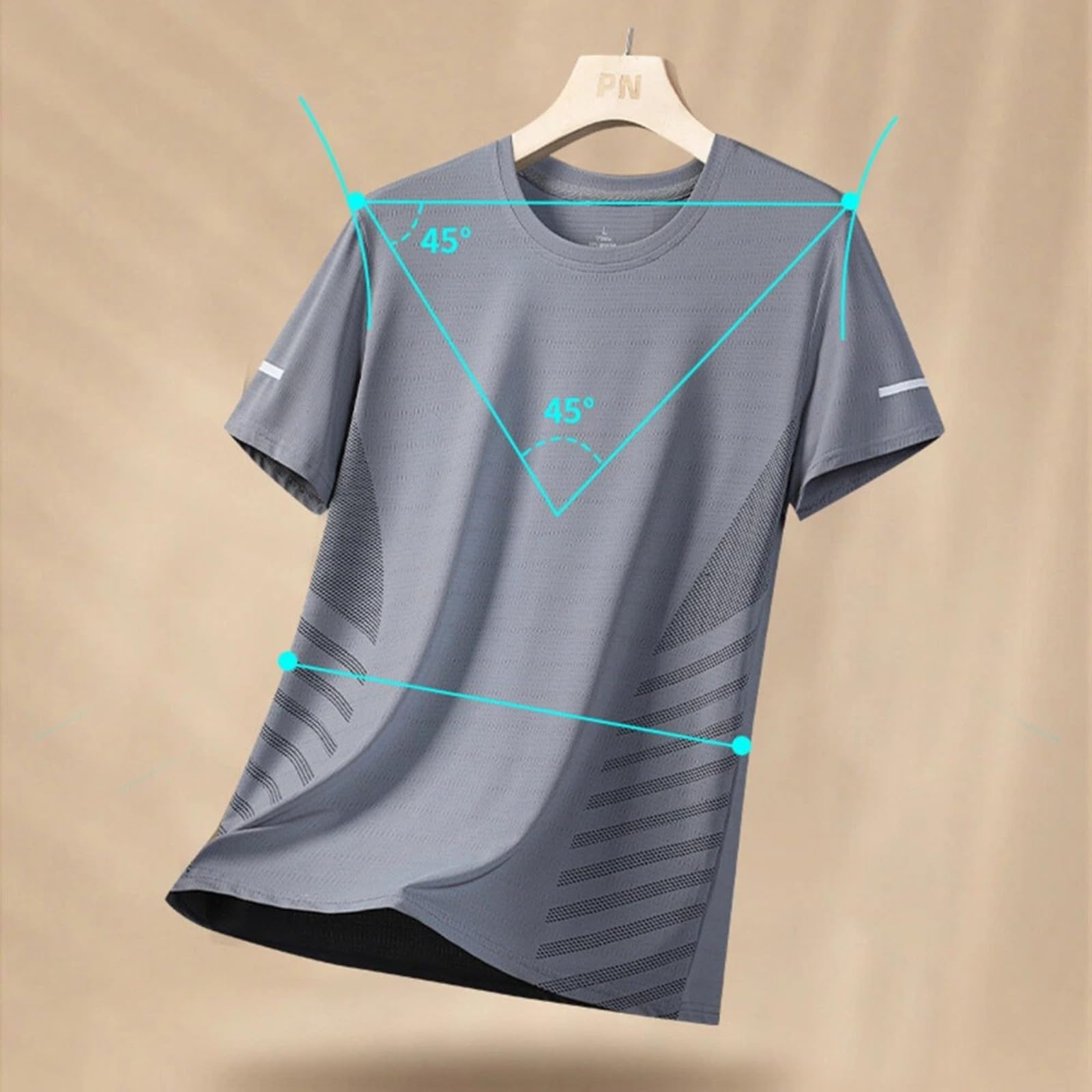 Camiseta de entrenamiento de secado rápido para hombre, transpirable, cuello redondo, manga corta con tira reflectante para gimnasio y correr — view 6