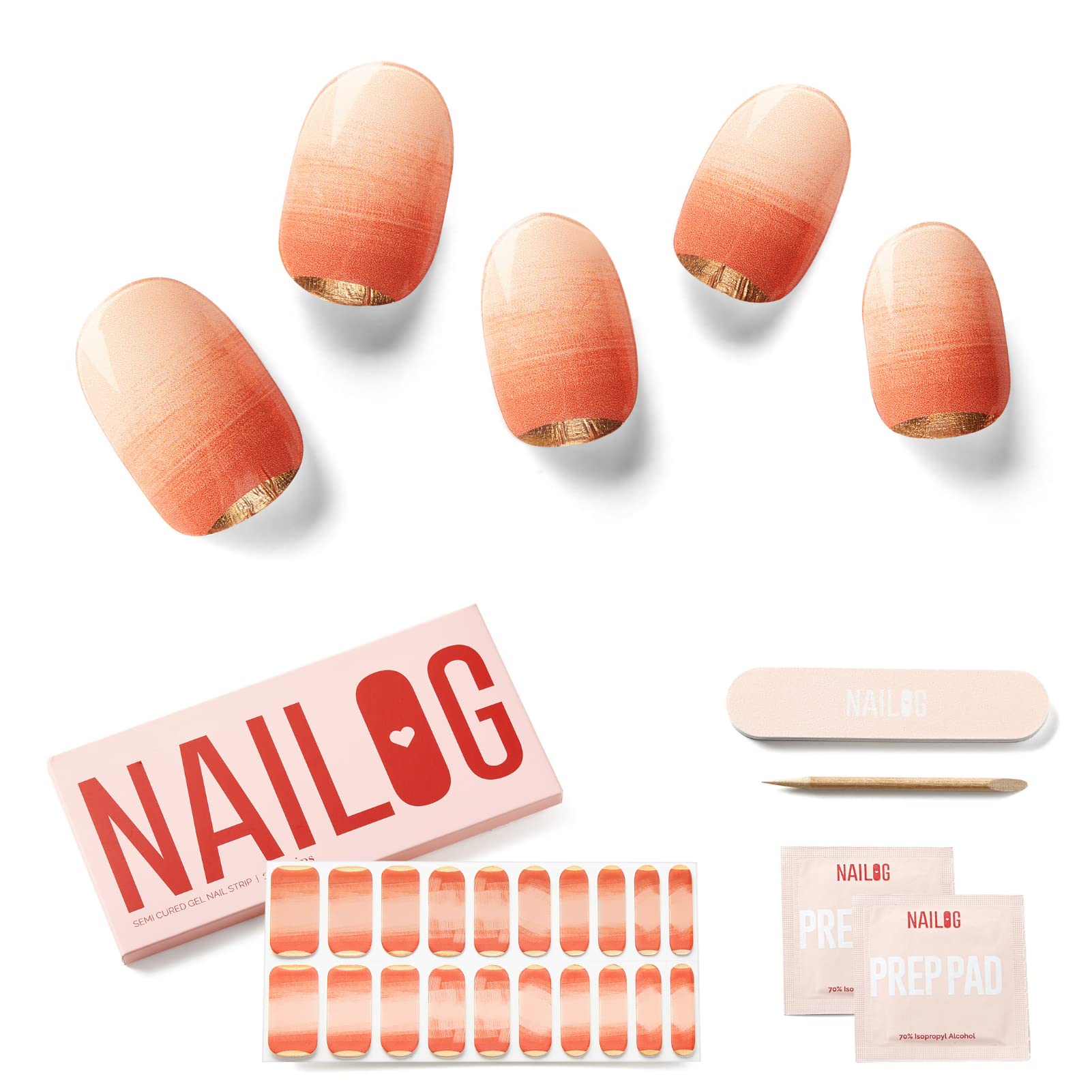 Nailog Adesivi Per Unghie - Gel UV Adesivi Unghie 20pcs,Stickers Unghie Autoadesiva,Strisce Smalto Gel Per Unghie,Full Wraps UV/LED Adesivi Unghie in Gel Nails Starter Kit