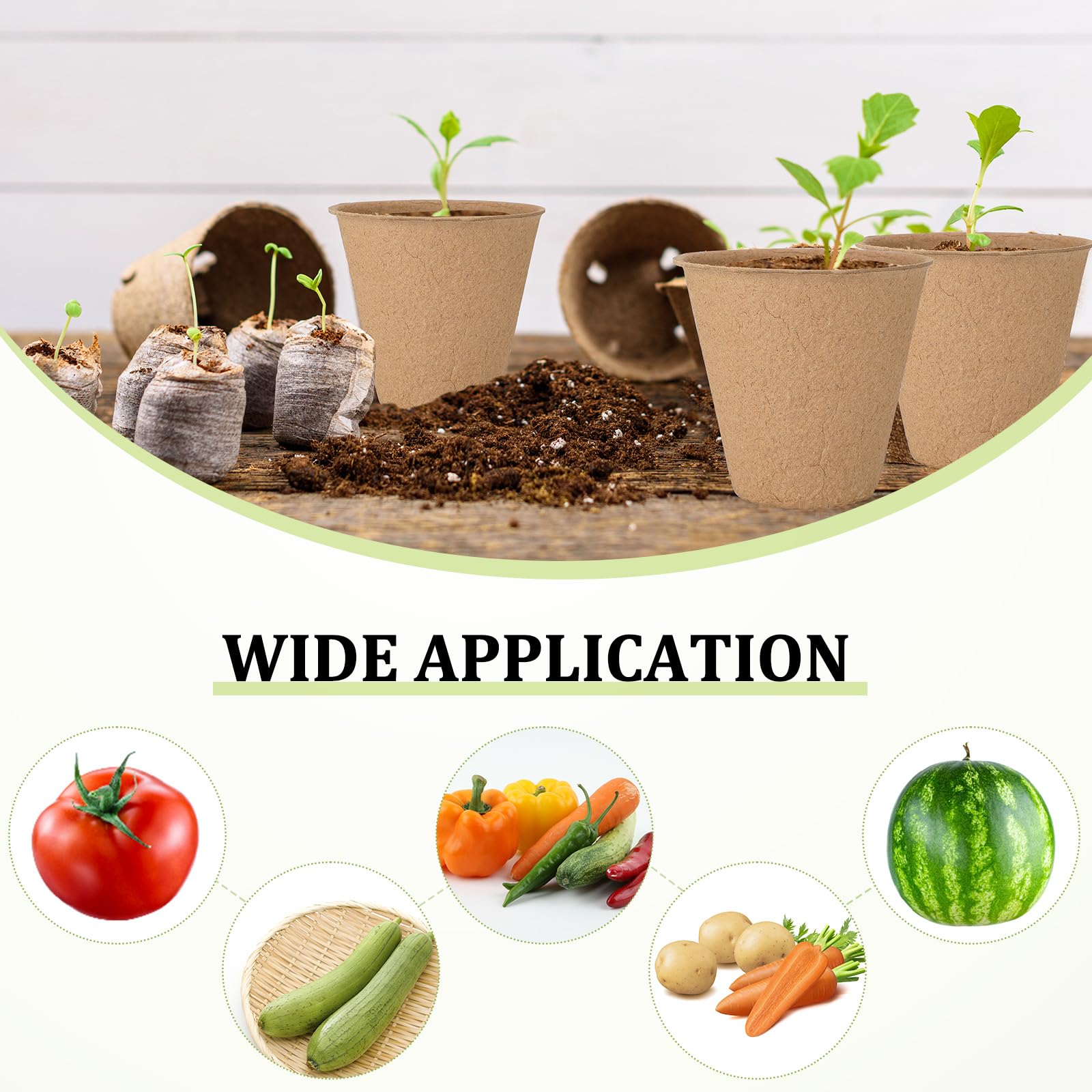 FillTouch Torftöpfe, rund, biologisch abbaubar, Pflanzen-Starter-Töpfe mit 120 Etiketten für Gartenkeimung, 600 Stück
