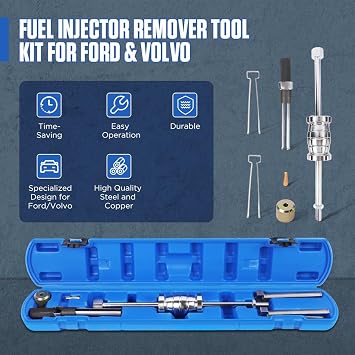 Fuel Injector Remover Tool Compatible with Ford & Volvo, Fuel Injector Puller Injector Installer for Ford & Volvo 1.0L 1.5L 1.6L 1.8L 2.0L 2.3L 2.7L 3.5L Replace OE# 310-206, 9997410