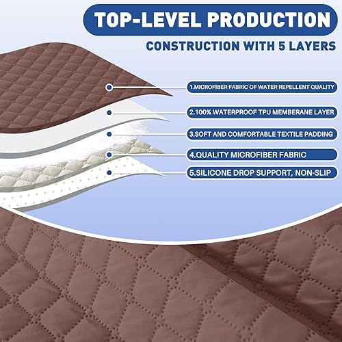 Vista 59 de XINEAGE Funda reclinable resistente al agua, fundas para sofá reclinable de 3 asientos con bolsillos, funda protectora acolchada gruesa para perros