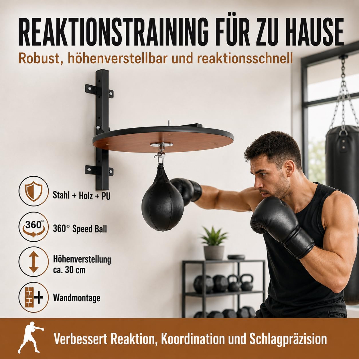 Attrezzatura per allenamento boxe, 60 x 60 cm, piattaforma Speed Bag per allenamento Heavy Duty Boxing con palla punching per adulti e ragazzi