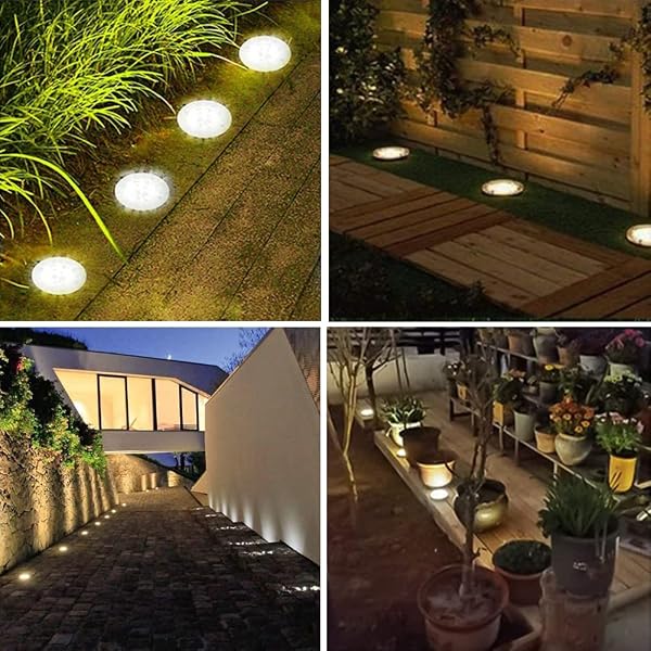 12 Stück Solar Bodenleuchten Aussen, Solarleuchten Garten mit 12 LEDs für Außen, 3000K Warmweiß Wasserdicht Led Solar Gartenleuchten, Solarlampen für Rasen Auffahrt Gehweg Patio Garden - 5