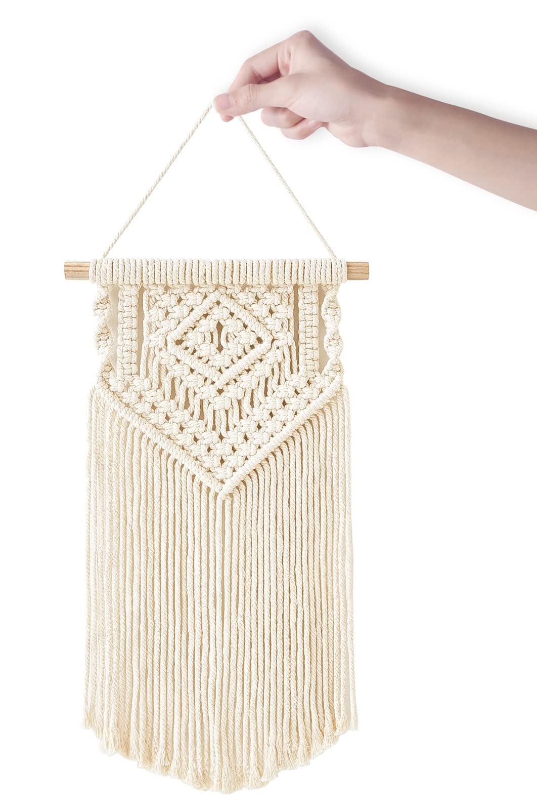 Dahey 2 Pcs Macrame Wall Hanging Small Woven Tapestry Wall Art Decor - Beautiful for Boho Home Dorm College Classroom Decor, Apartment, Nursery, Party Decorations, 16.5" L x 10" W and 17.5"x 10"W