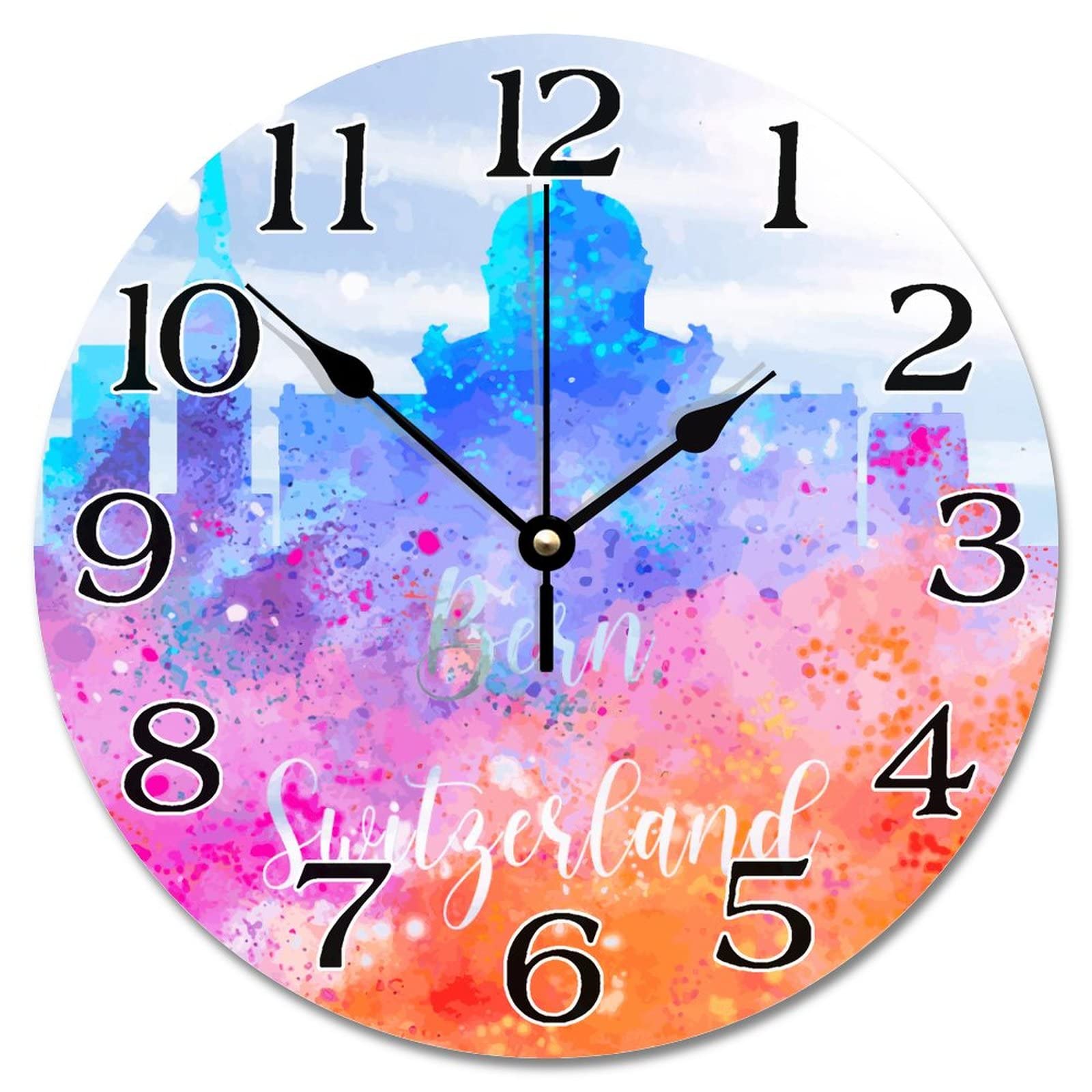 Horloge ronde Berne suisse au design épuré pour une décoration d'intérieur premium