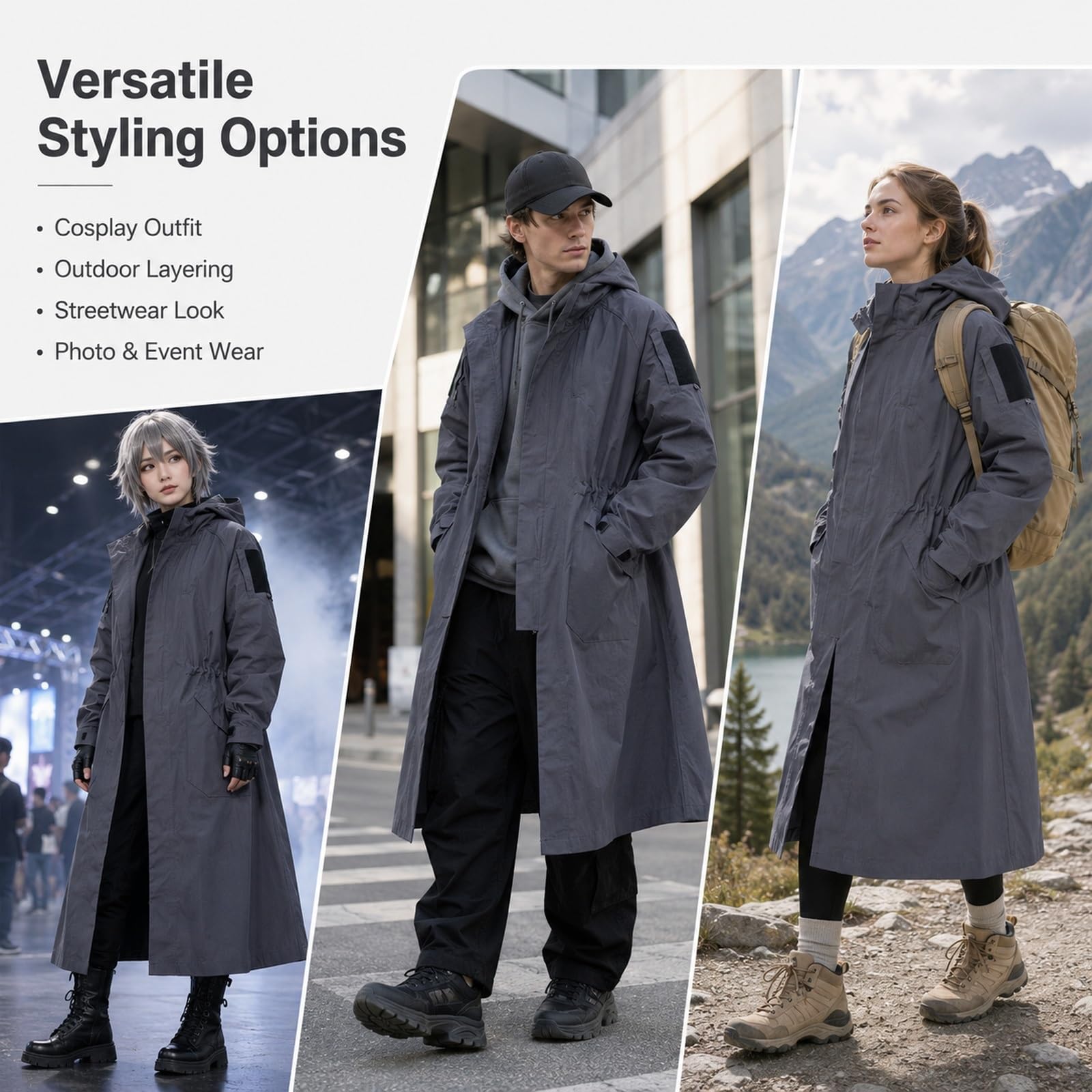 Generisch Langer Windmantel Mantel Robe, Lockeres A Linien Cosplay Kostuem | Lockere Passform A Linie Lange Robe Windmantel Jacke Mantel Strickjacke Uebermantel Kostuem Kleidung Fuer Cosplay