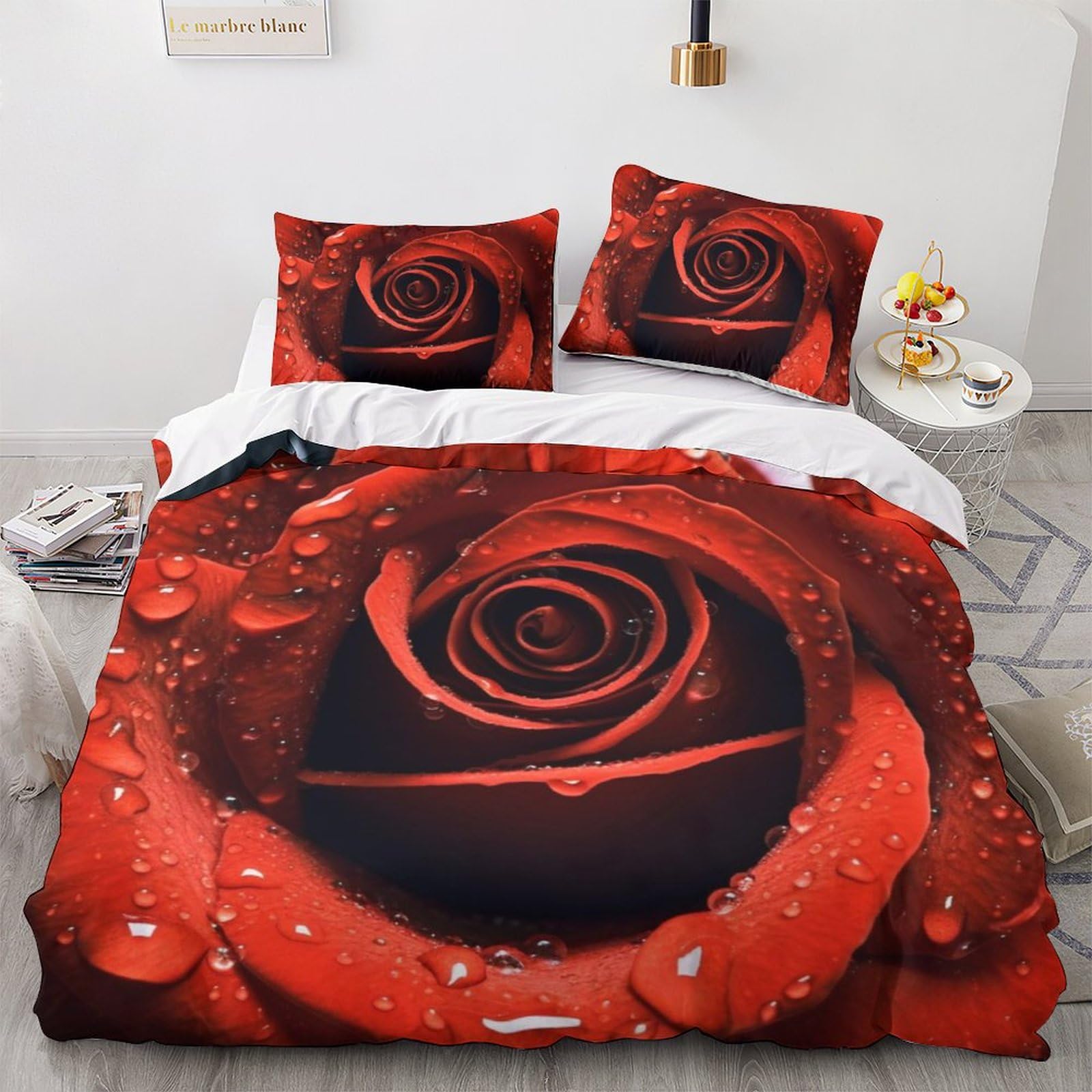 Parure de lit rose avec fermeture éclair pratique et microfibre respirante 220x240 cm