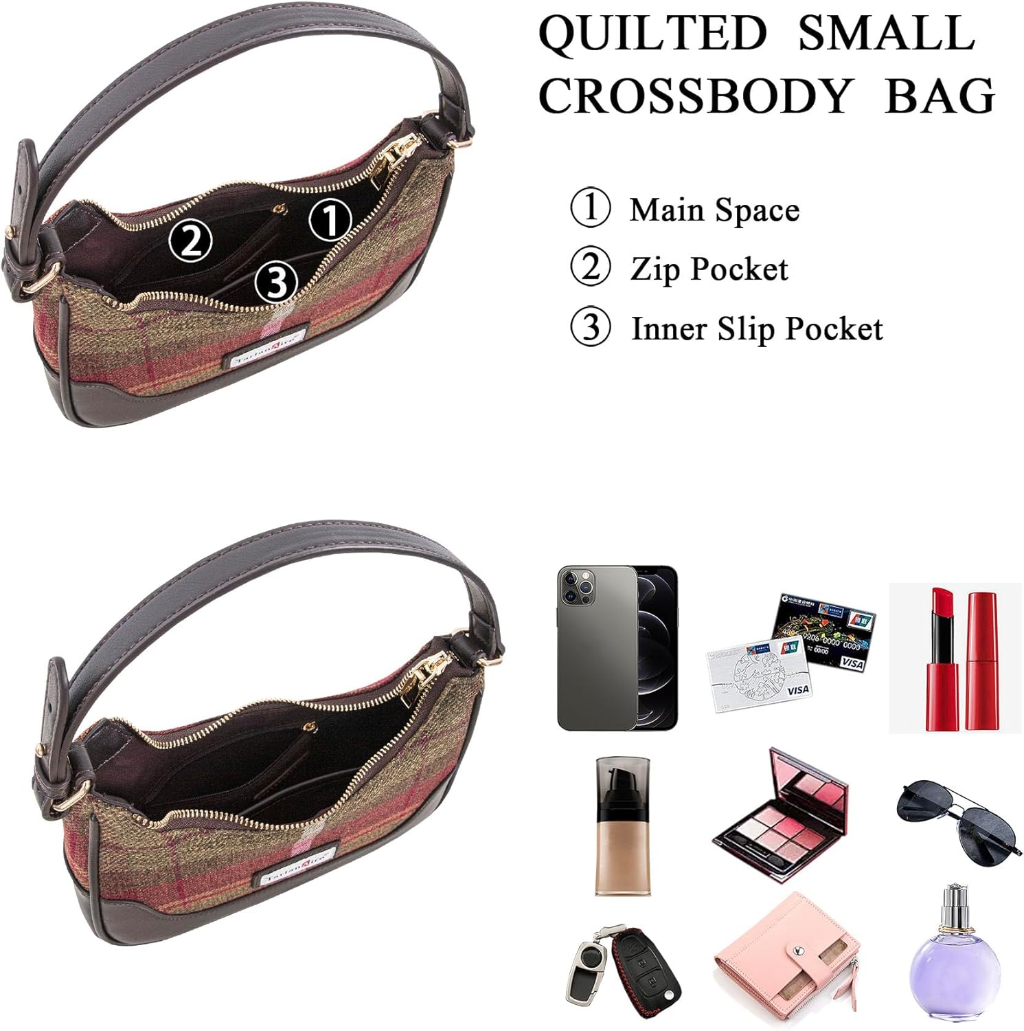 Crossbody Bags Hobo Tote Handbag for Women Vintage Shoulder Bag with 2 Removable Straps - Image 7