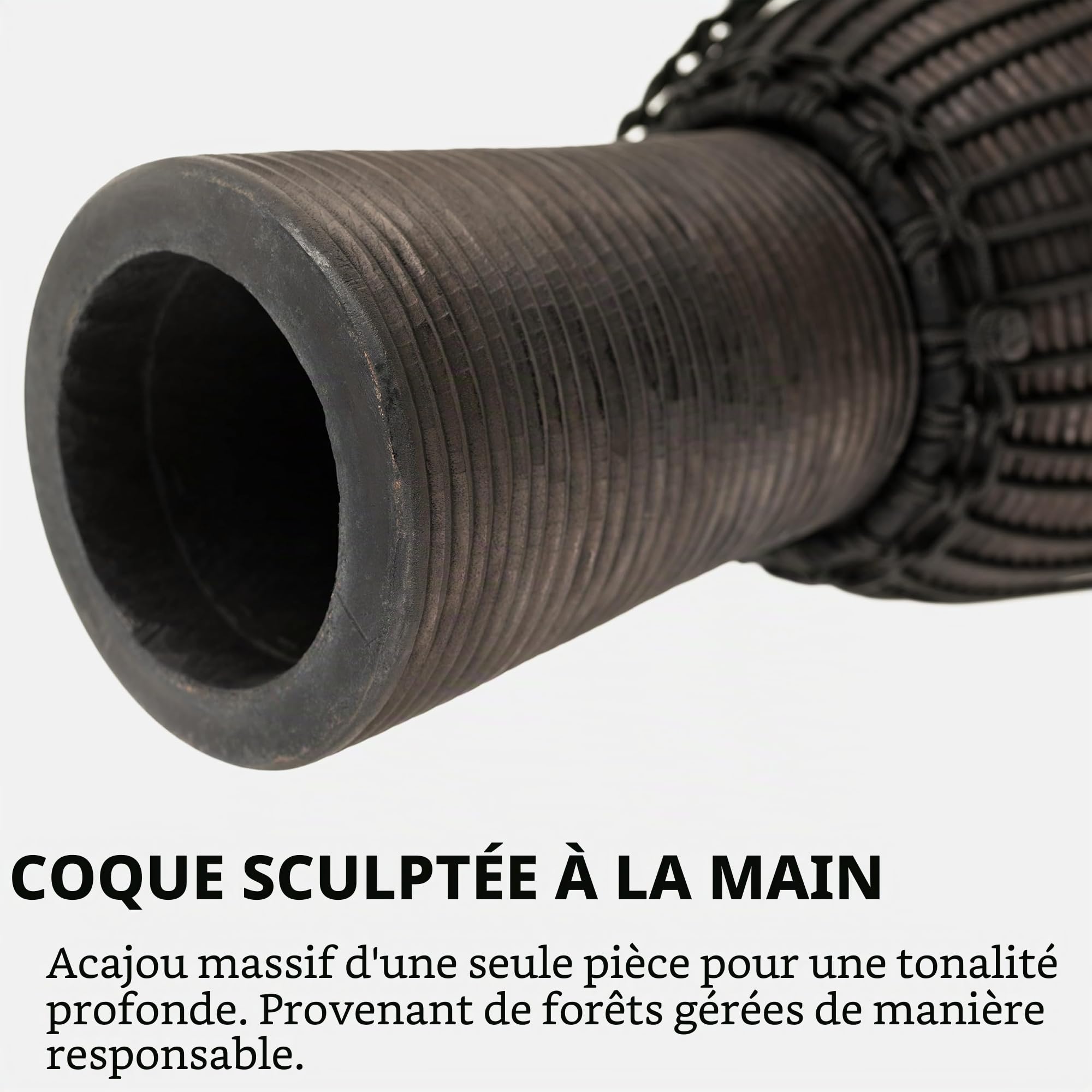 Meinl Percussion Djembe River À Cordes – Petite Percussion à Main – Avec Peau de Chèvre – Diamètre 8 pouces – Acajou, Noir (HDJ3-S)