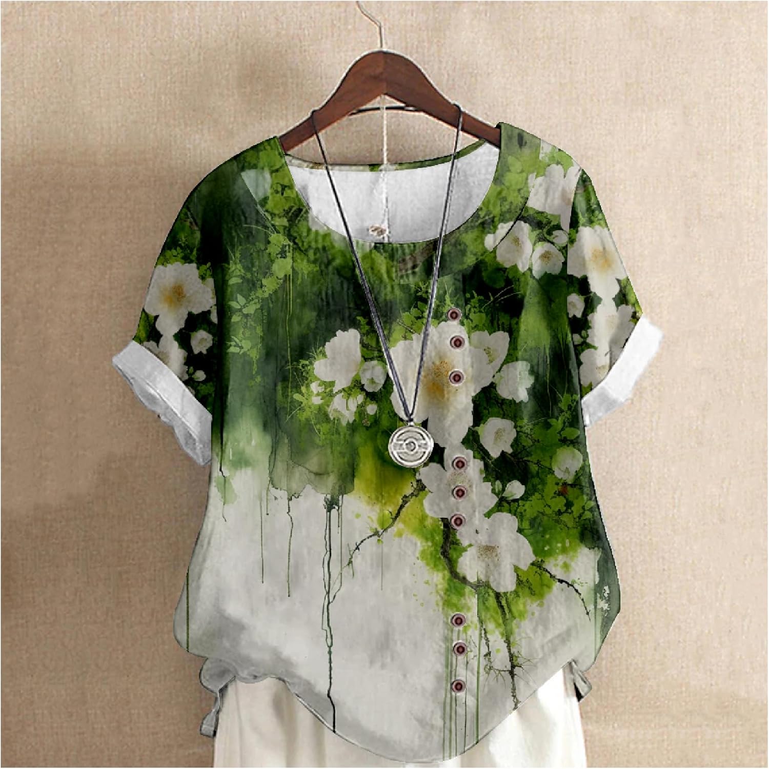 Cotton Linen Tops for Women Japanese Floral Print Casual Summer Lounge Retro Fashion Loose Fit Shirts - Image 2