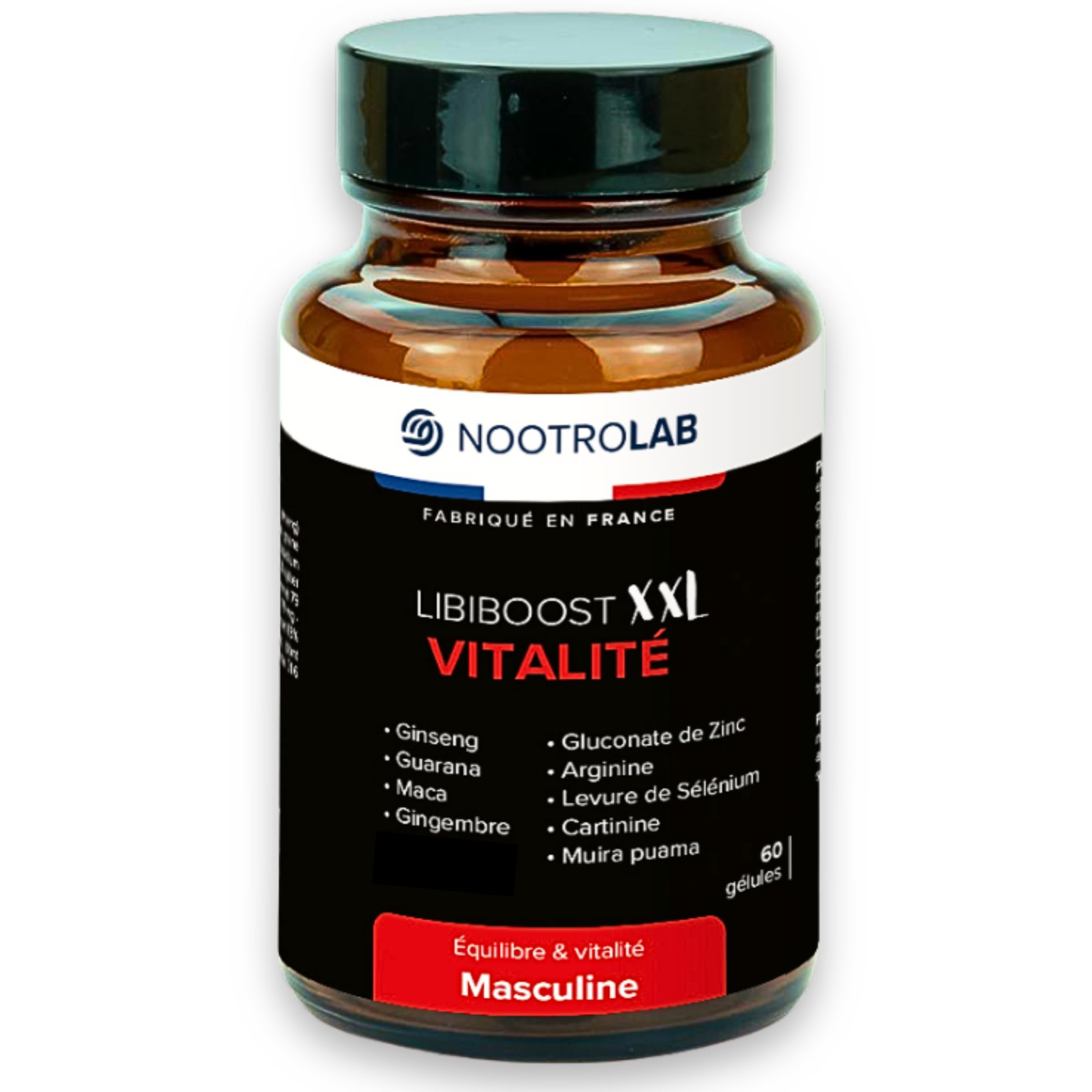 Libiboost – Complément Vitalité Sexuelle Homme – Ginseng, Maca, Zinc, Guarana, Gingembre, Bois Bandé – Libido, Énergie, Érection – Fabriqué en France – Fertilité, Performance