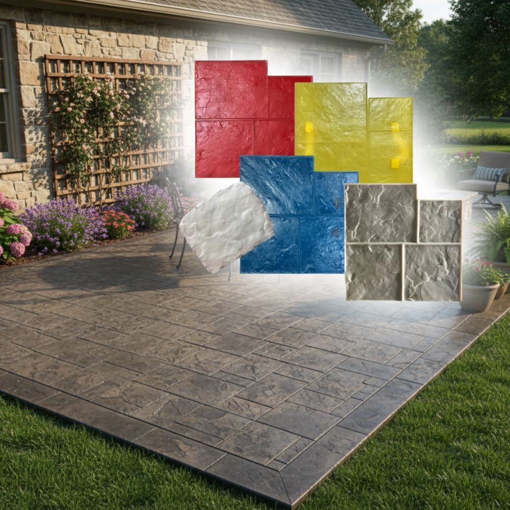 Ashlar Slate Stone Concrete Stamps Mats Set of 5 - Made in USA 24 x24 - Durable Polyurethane Flexible & Rigid Forms for Driveways and Patios SM 3001S-5 product thumbnail 3