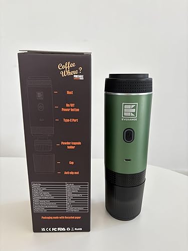 Miniatura 11 de Máquina eléctrica portátil de café expreso, cafetera de viaje compatible con café molido y cápsulas NS (verde con pantalla LCD)