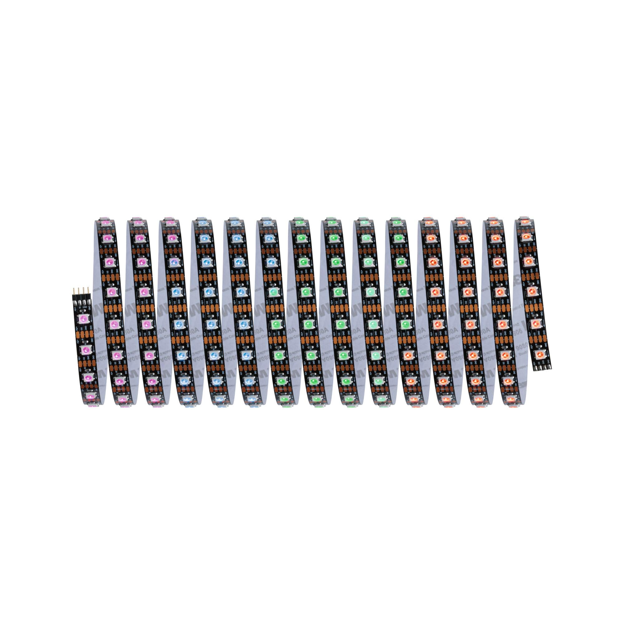 Paulmann 78888 LED Stripe Dynamic Set 5m Dynamic Rainbow RGB IP20 12V DC incl. 1x10,5 Watt dimmbar Lichtband Weiß Kunststoff