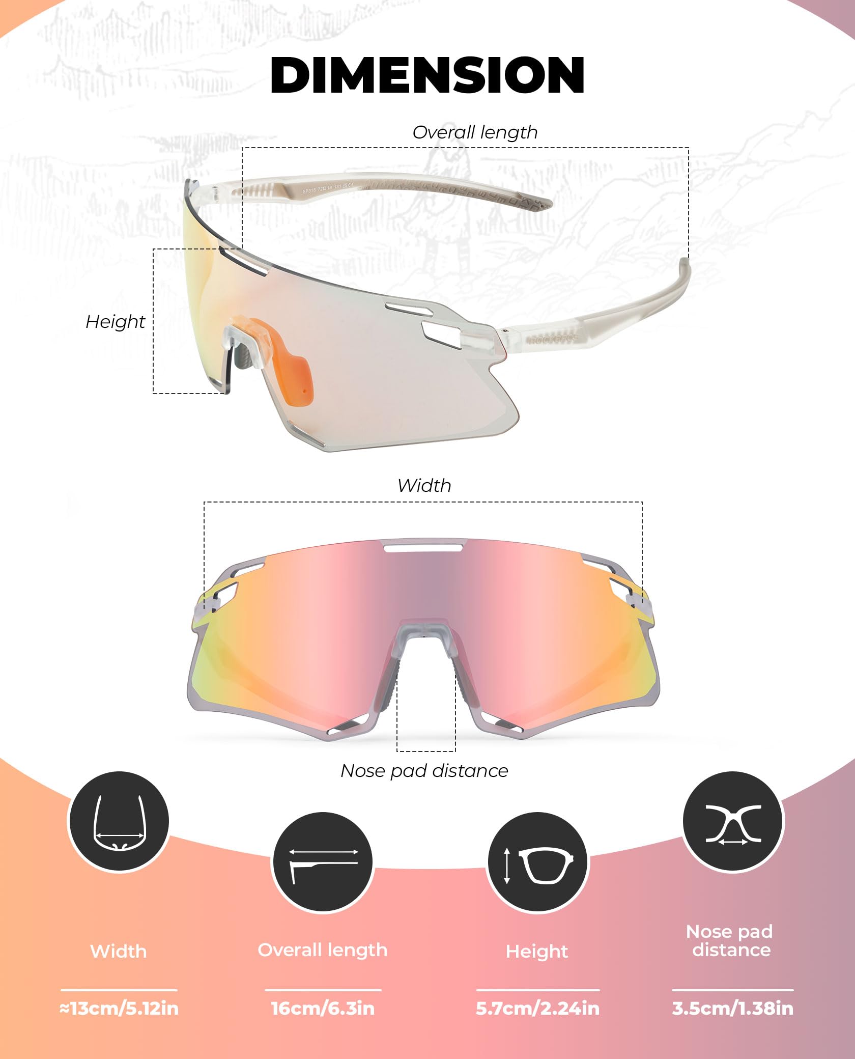 ROCKBROS Okulary Rowerowe TR90 Sportowe Okulary Przeciwsłoneczne do Uprawiania Sportów na Świeżym Powietrzu Kolarstwo MTB Wędkarstwo Bieganie Wiatroodporne Sportowe Okulary Przeciwsłoneczne Unisex