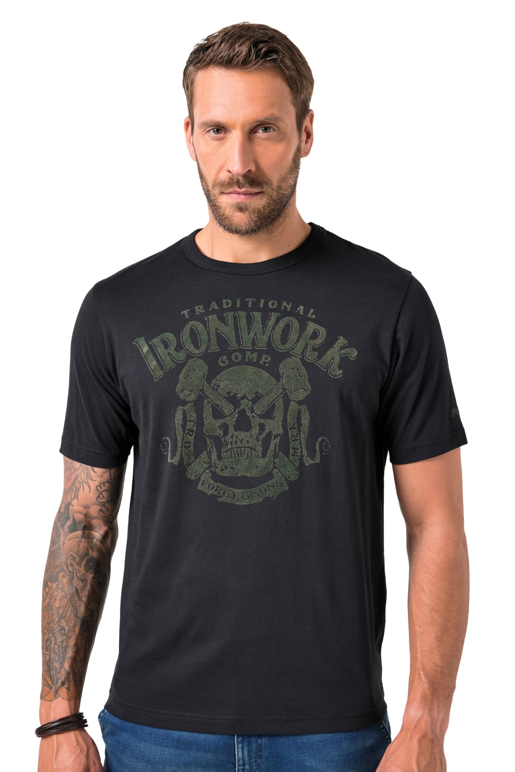 JP 1880 Herren große Größen Übergrößen Menswear L-8XL T-Shirt, Halbarm, Brustprint 844464