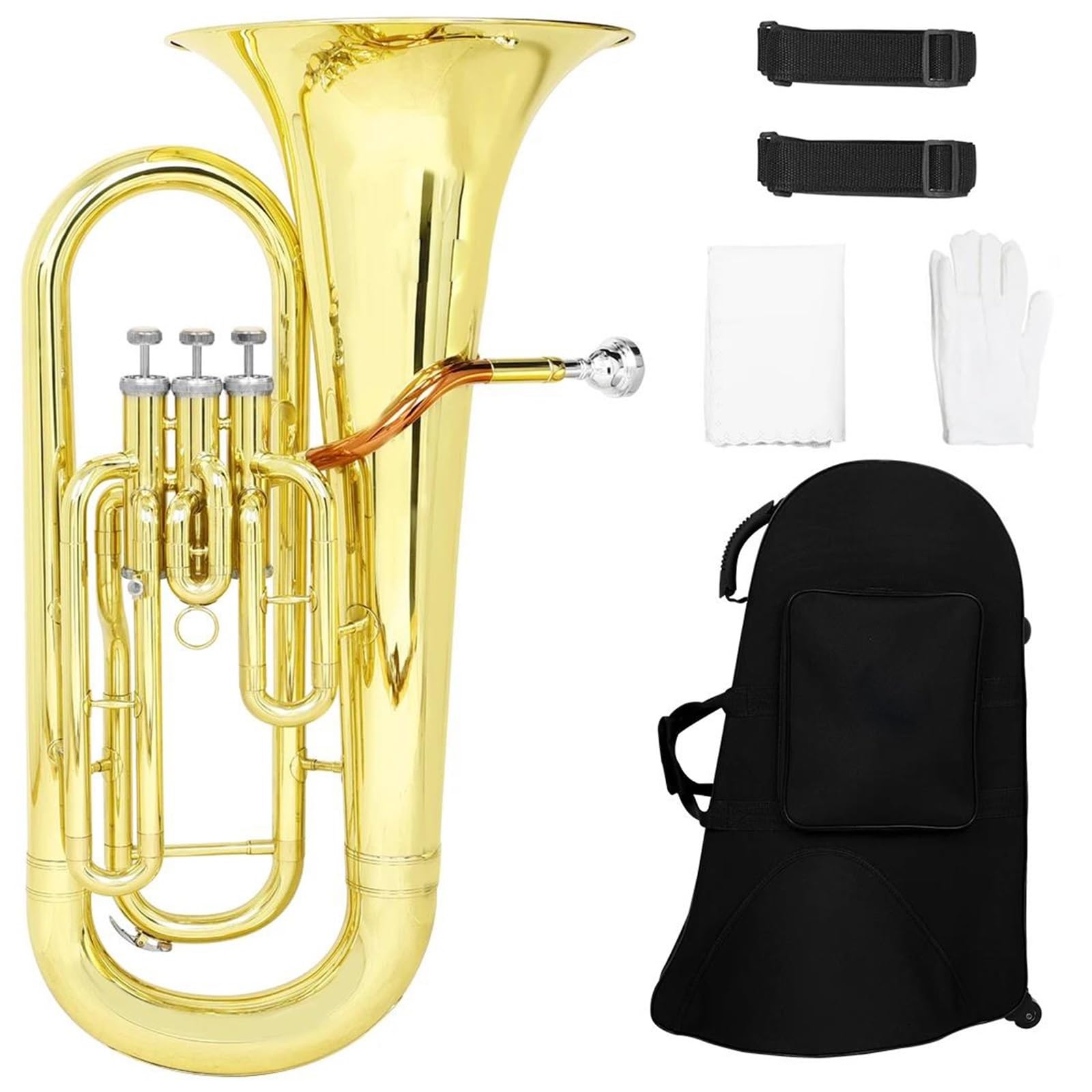 Euphonium Bb Flaches Euphonium Messingrohrkörper 3 Tasten Baritonhorn Bass Musikinstrument Mit Zubehör