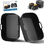 Lot de 2 Tapis en Silicone pour Friteuse à Air pour Ninja Foodi Dual DZ201, DZ401, DZ550, DZ302, Accessoires Réutilisables pour Friteuses à Air COSORI Chefman Instant 8-10QT