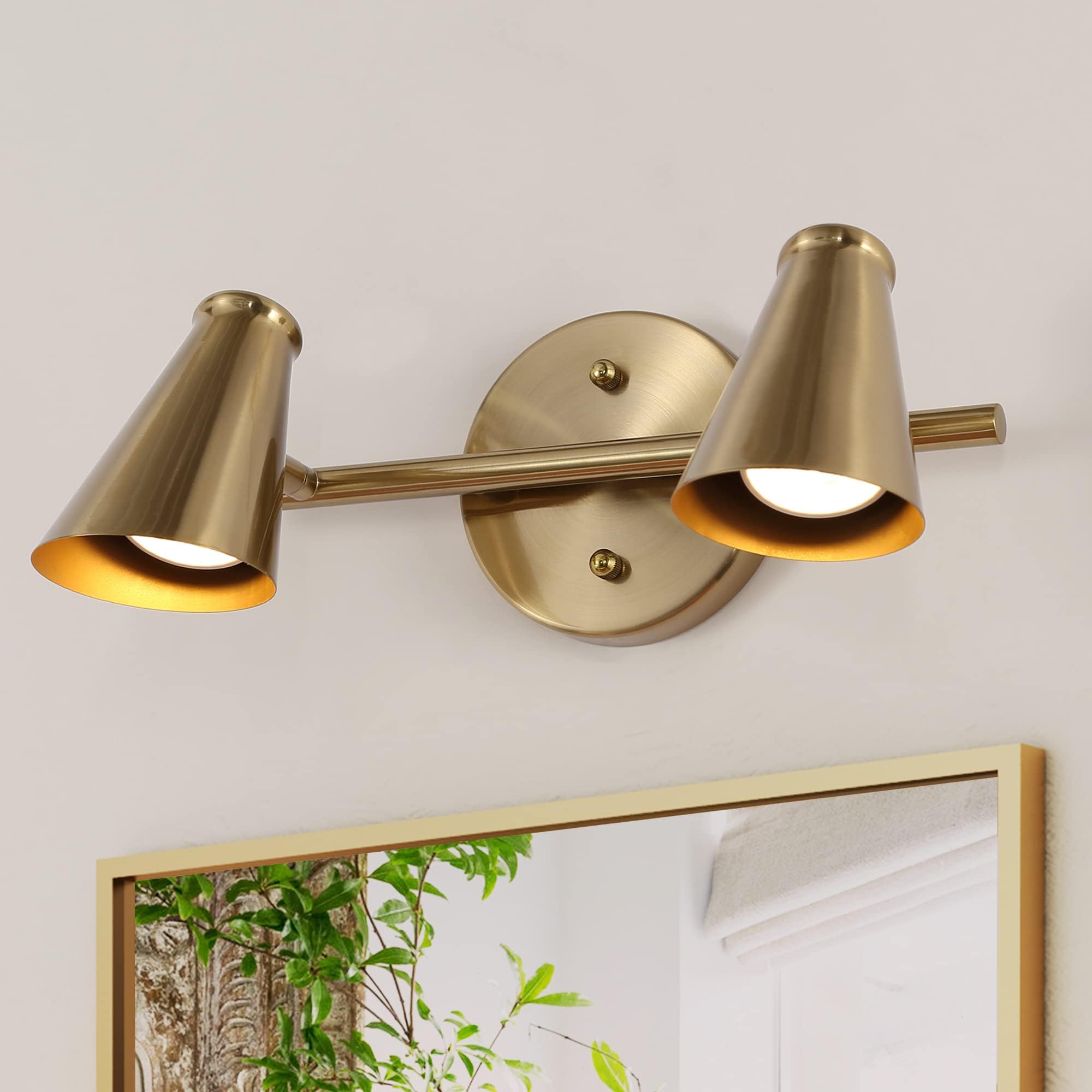 KSANA Antique Gold Bathroom Light Fixtures, Modern Brass 4-Light Vanity ...
