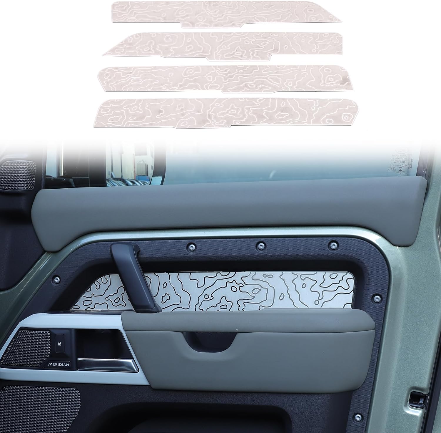 HAPPYHORSE Car Inner Door Panel Trim Cover Compatible with Land Rover Defender 110 130 2020-2025Accessories,Front and Rear Door Panel Decorative Sticker Protective Accessories (Style C)