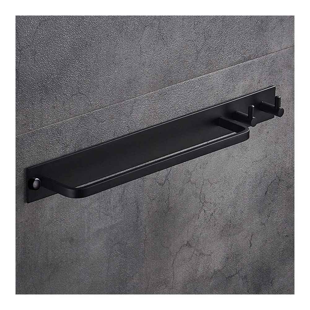 Barre de serviette salle de bain CRODY noir support suspendu aluminium mural