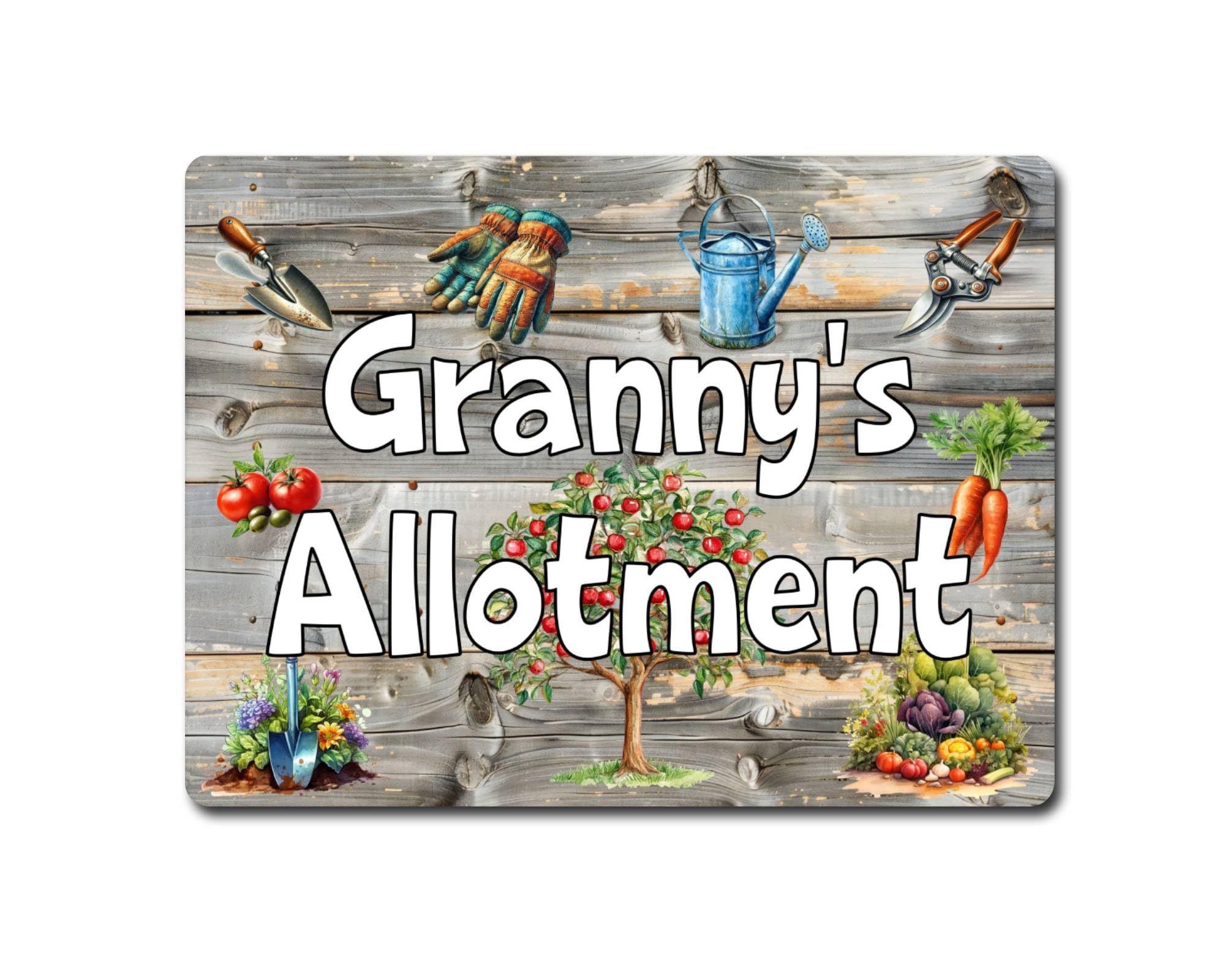 decalarama Gardening Metal Sign Gift – Granny's Allotment - Family Fun Home Garden Novelty Aluminium Present
