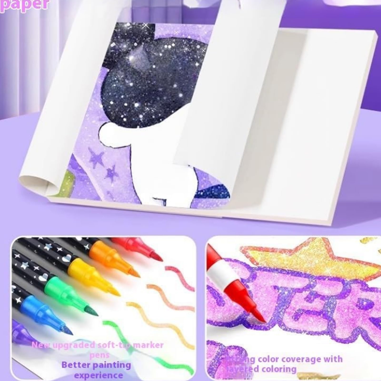 Pennarelli a Vernice Glitter Penne Artistiche a Doppia Punta