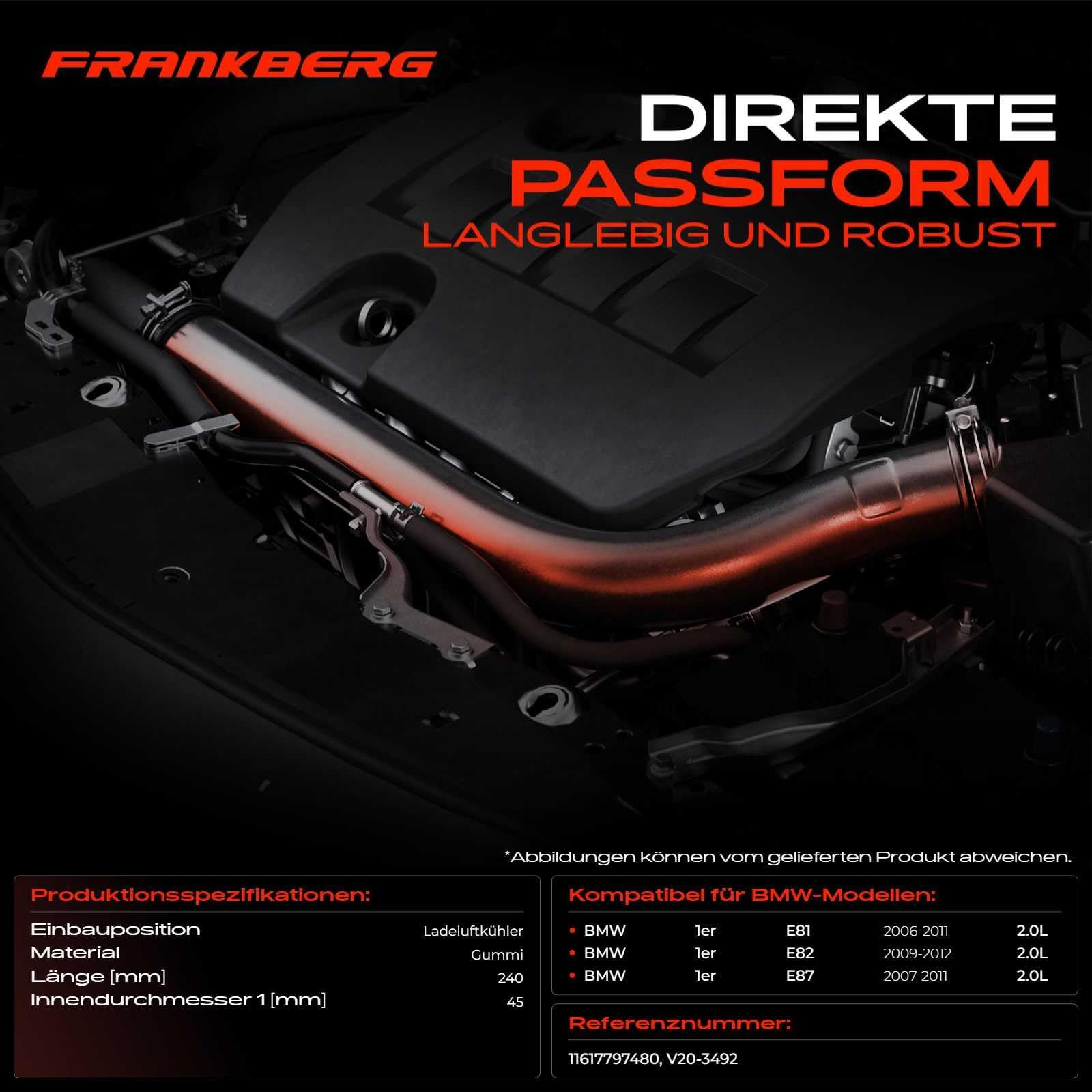 Ladeluftschlauch Turboschlauch mit Dichtungen für 1er E81 E82 E87 2.0L Diesel 2006-2012