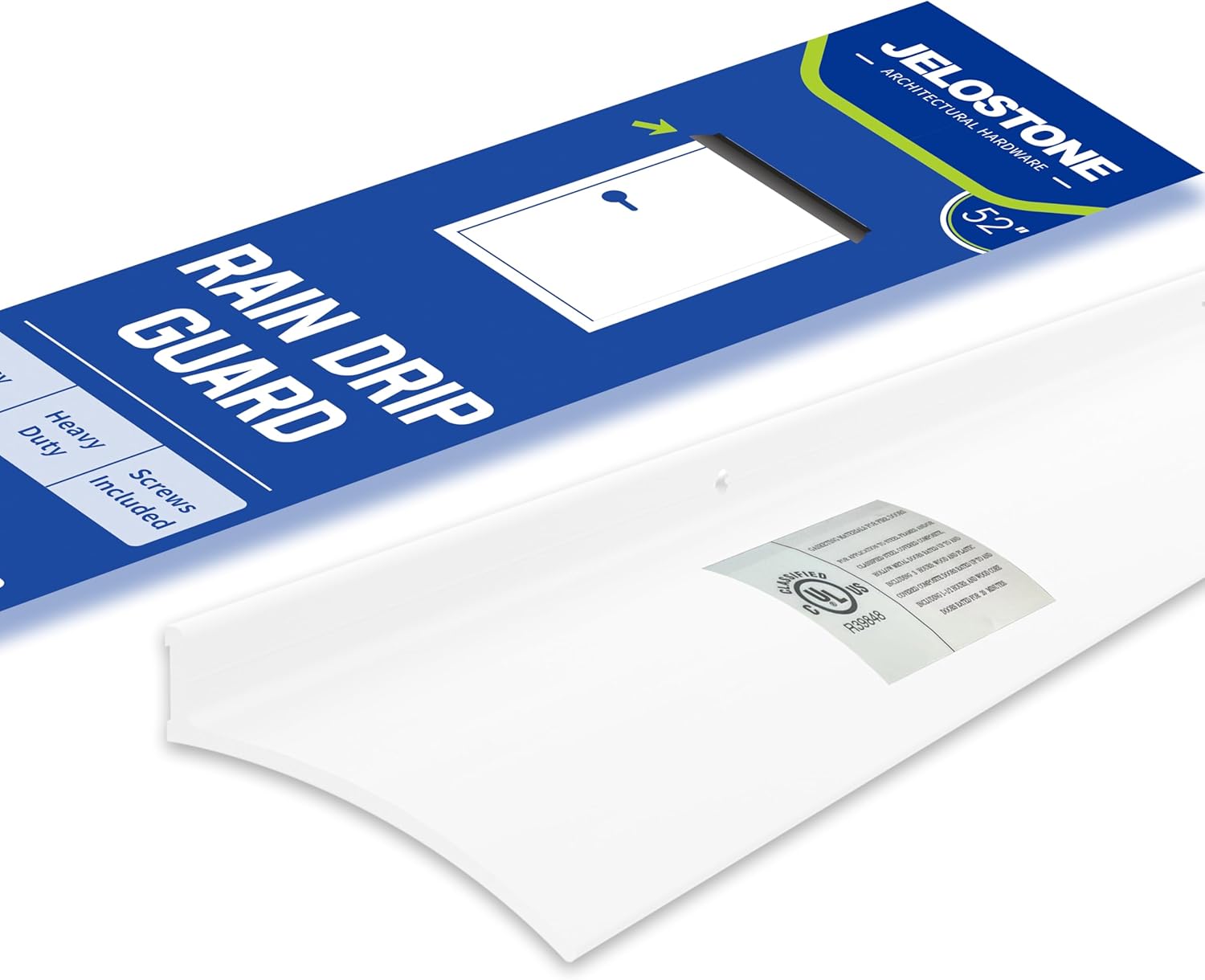 52" L x 2.5" W Commercial Grade Door Rain Drip Guard(Aluminum) - UL Rated Over Door and Window Drip Cap Rain Deflector - Drip Edge Roof Rain Diverter Guards House - JS-346RD, Clear Anodized