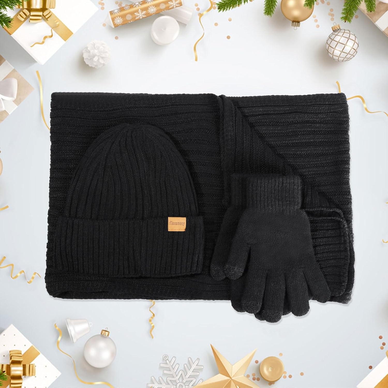 Men's Scarf Hats Gloves Sets Winter Gifts, 3 PCS Fleece Lined Beanie Warm Long Scarves for Cold Weather Christmas - Image 7