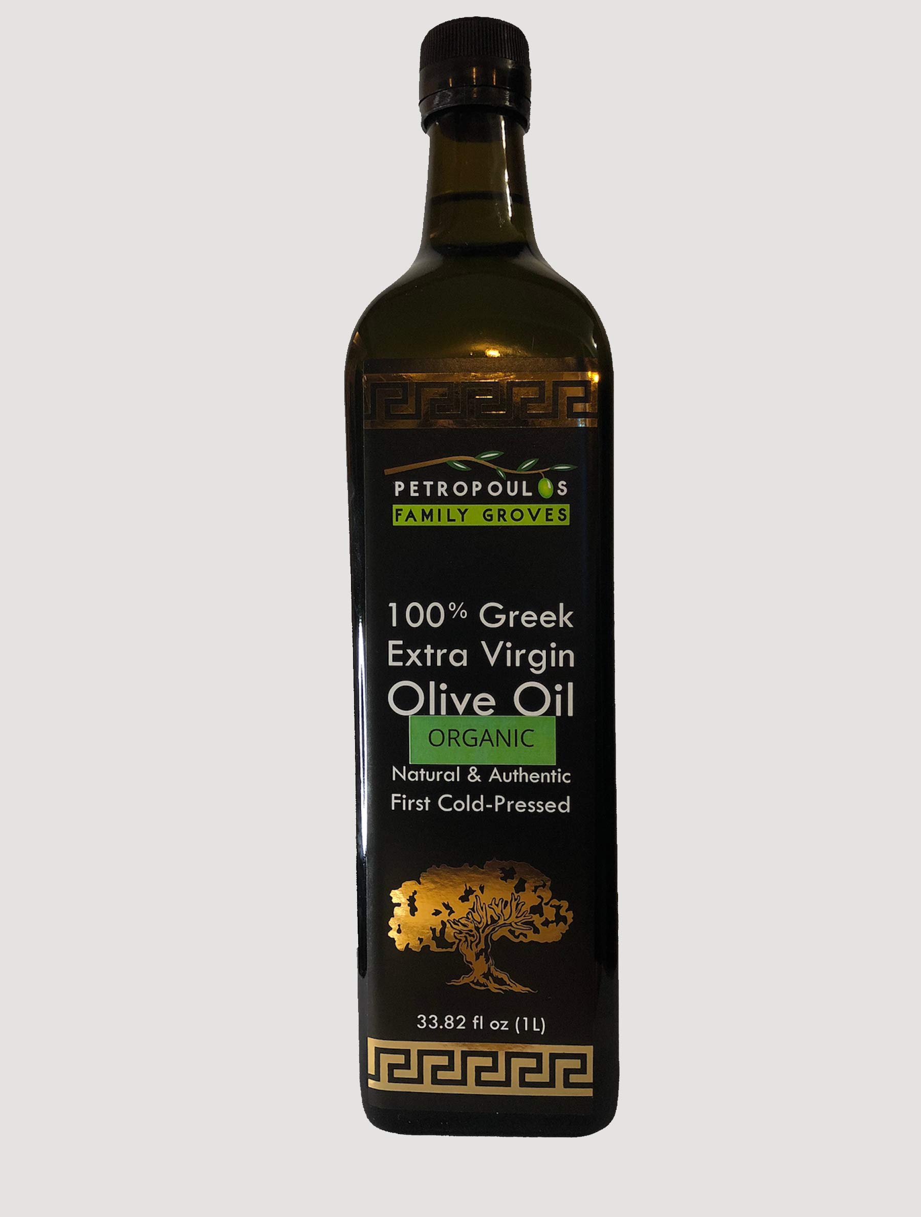 Petropoulos Family Groves All Natural Organic Authentic Extra Virgin Greek Olive Oil 1 liter (1 Bottle)