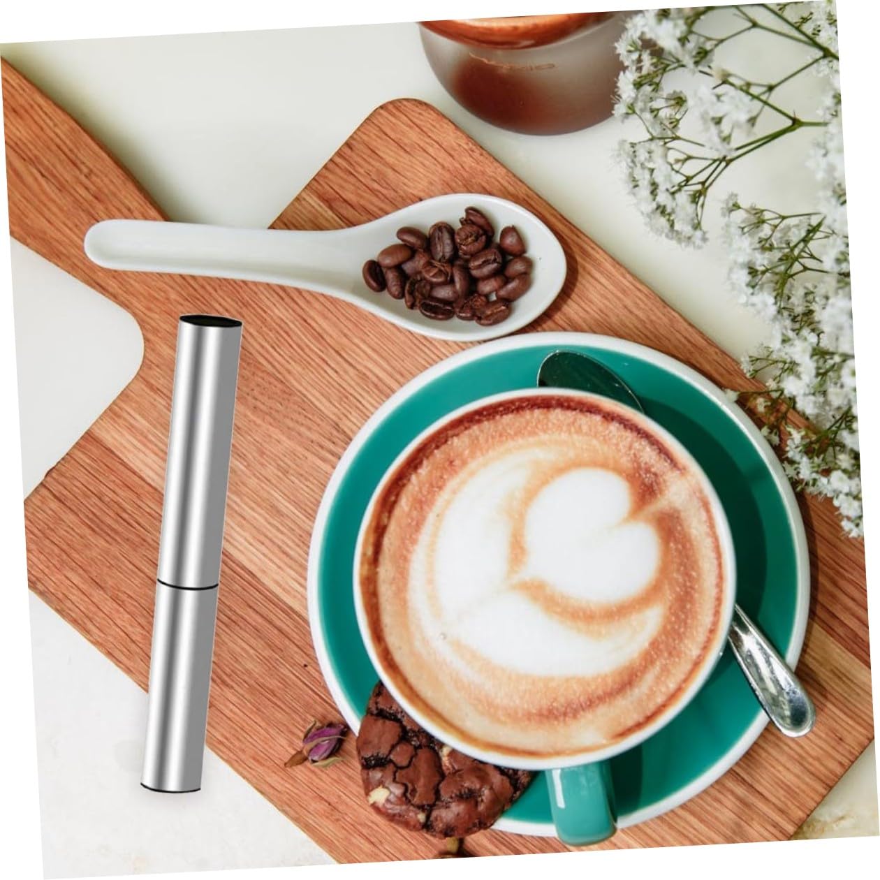 CLISPEED Montalatte Elettrico Portatile in Acciaio Inox, Frusta per Uova a Immersione Ricaricabile Usb, Utensile da Cucina Ergonomico per Cappuccino, Latte e Miscele al Cioccolato