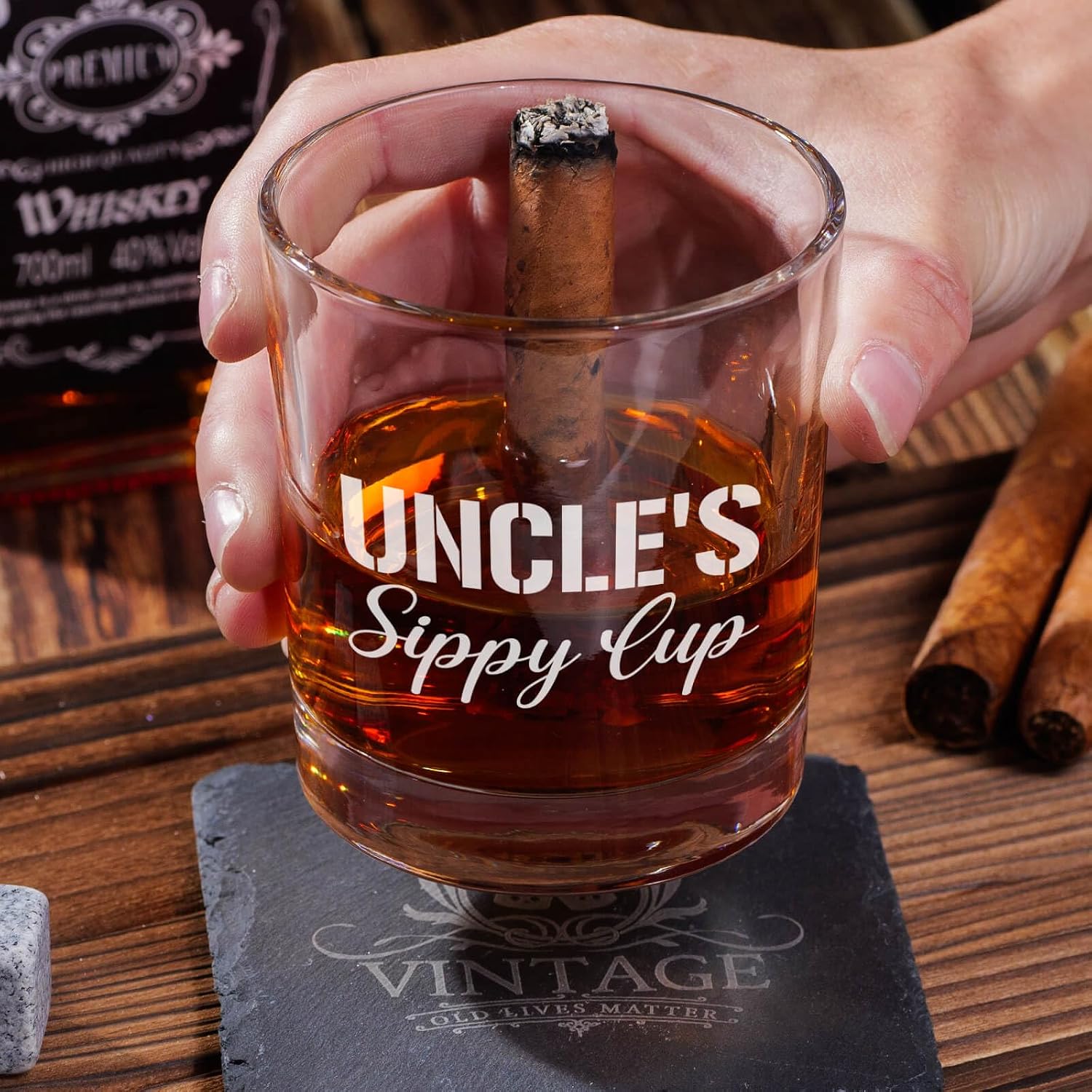 Ithmahco Uncle Father Day Gift, Uncles Sippy Cup, Whiskey Set Gift for Men, Best Uncle Gifts from Niece, Cool Fathers Day Present from Niece Nephew, Funcle Gifts