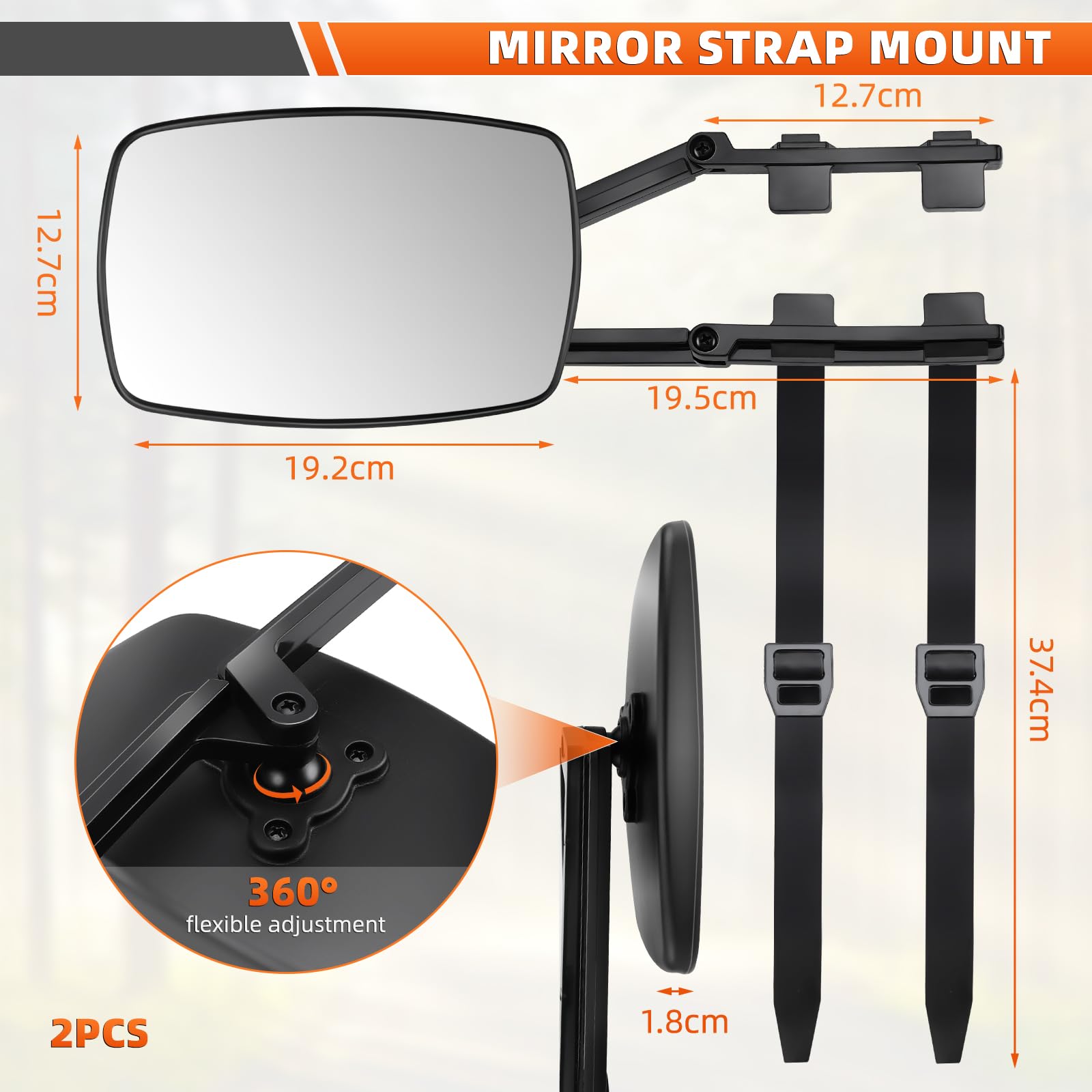 BOROCO Retroviseur Caravane, Lot De 2 Extensions De Rétroviseur Universelles Pour Caravane, Voiture Rétroviseurs Extérieurs Convient Pour Camping-car, Voiture Et Caravane (190 X 125mm
