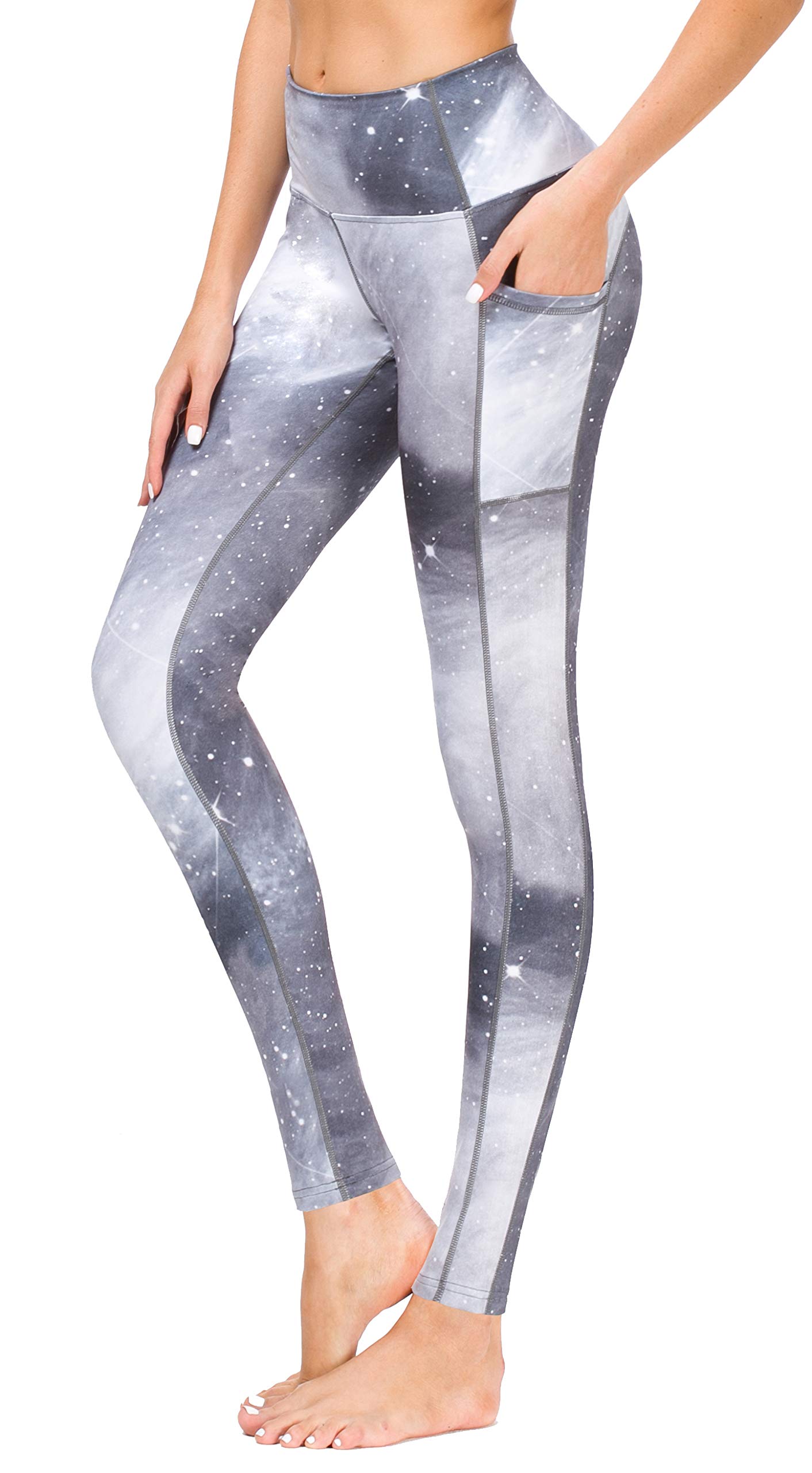 Sugar Pocket Womens Yoga Leggings Running Pants Workout Legging Tummy Control with Side Pocket L