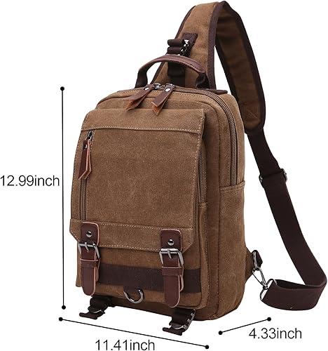 Miniatura 3 de Mochila de lona duradera vintage para viajes, mochila para laptop, mochila informal de alta capacidad para viajes, Marrón B, Mediana, Retro