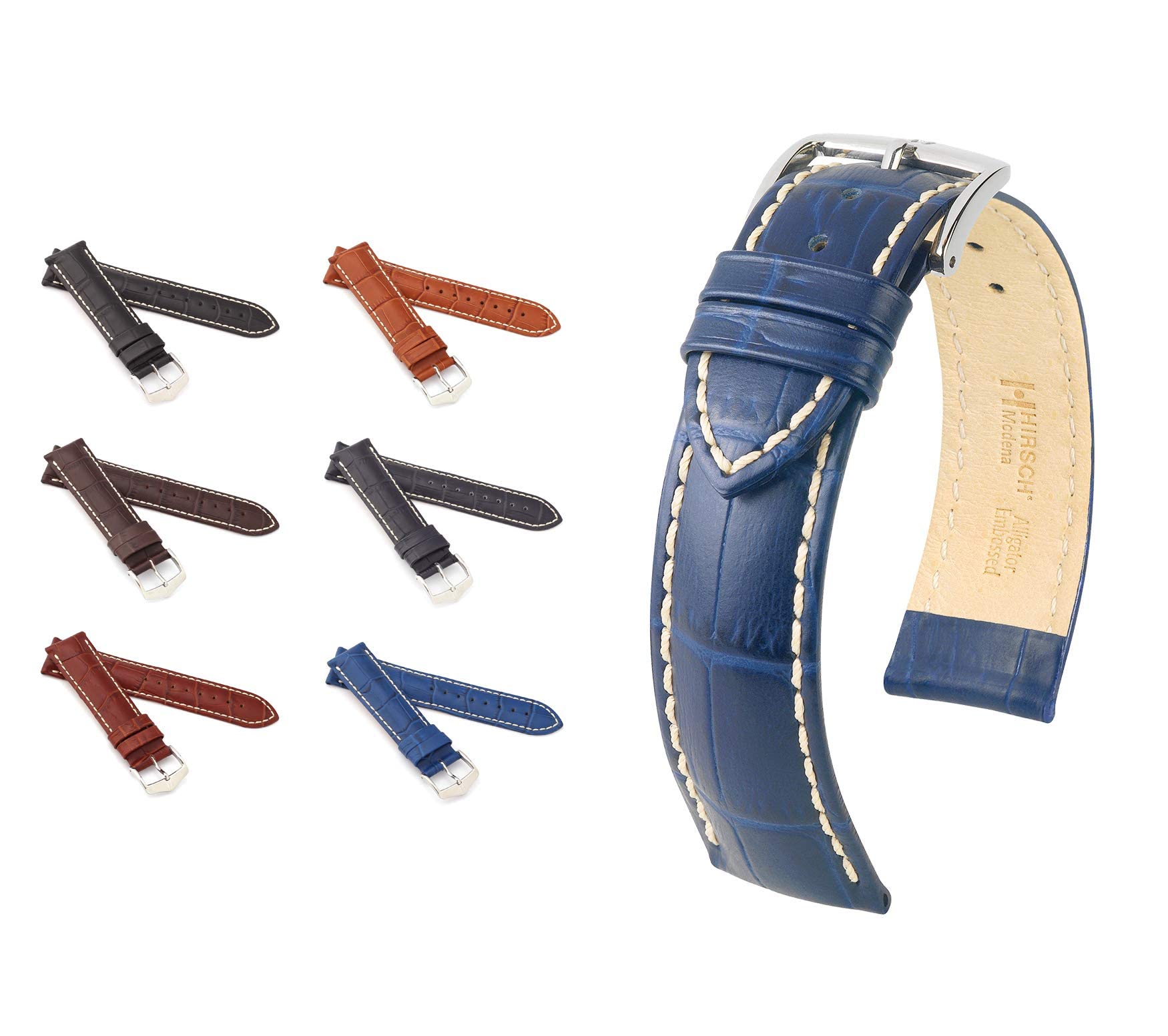 HIRSCH Pasek do zegarka unisex Alligator Style model Modena 22 mm,