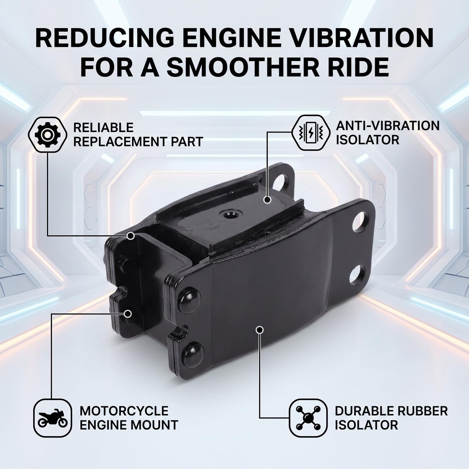 Yctze Supporto Motore Isolatore Moto, Sostituzione Supporto Motore Posteriore 47564-99 per Serie FXD 1999-2017, con Smorzamento delle Vibrazioni in Gomma