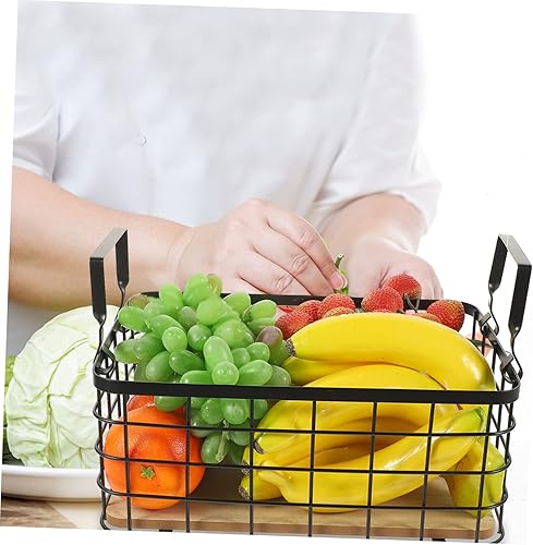 Miniatura 9 de Alipis Cesta de almacenamiento de hierro forjado, estante de paleta con borde negro, caja de almacenamiento de cosméticos para organizar cesta de