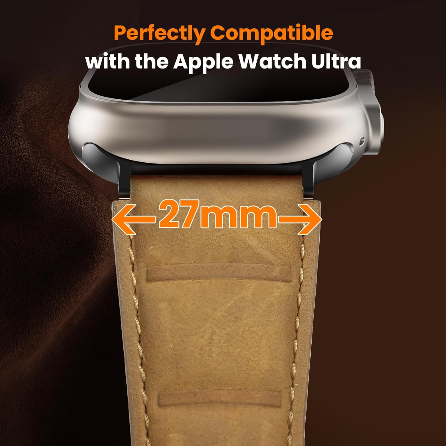 Delidigi Vintage Genuine Leather Band Compatible for Apple Watch Ultra Band 49mm 46mm 45mm 44mm 42mm, Handmade Top Grain Leather Replacement Strap for iWatch Ultra 3 2 1, SE 3 2 1, Series 11 10 9 8 7 6 5 4 3 - Image 6