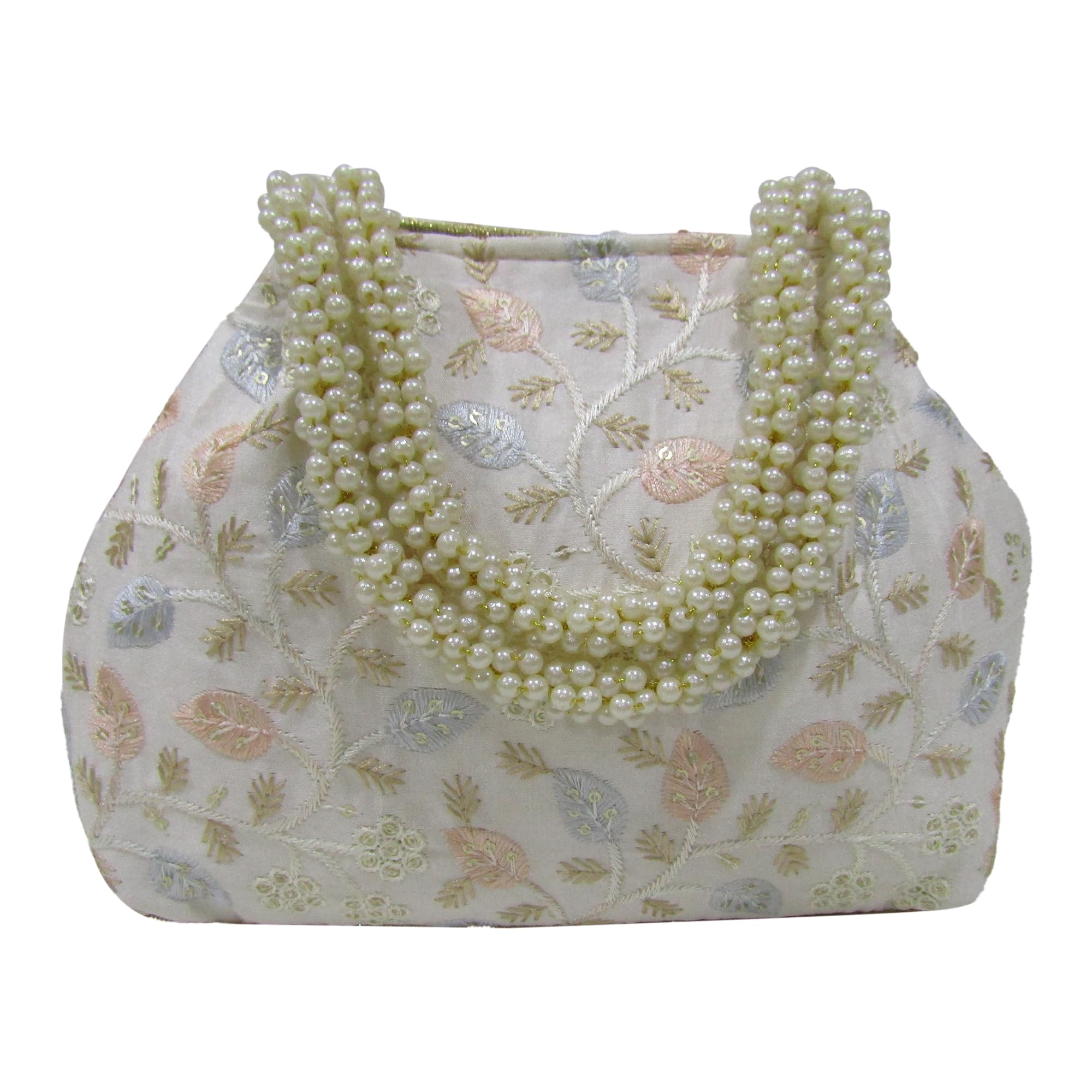 Purple Pink Royal Embroidery Silk Potli Bags for Women Evening Bag Clutch Ethnic Bride Purse With Pearl Handle For Weddings & Special Occasion (White) (B0CS9Z95TQ) Amazon Price History, Amazon Price Tracker