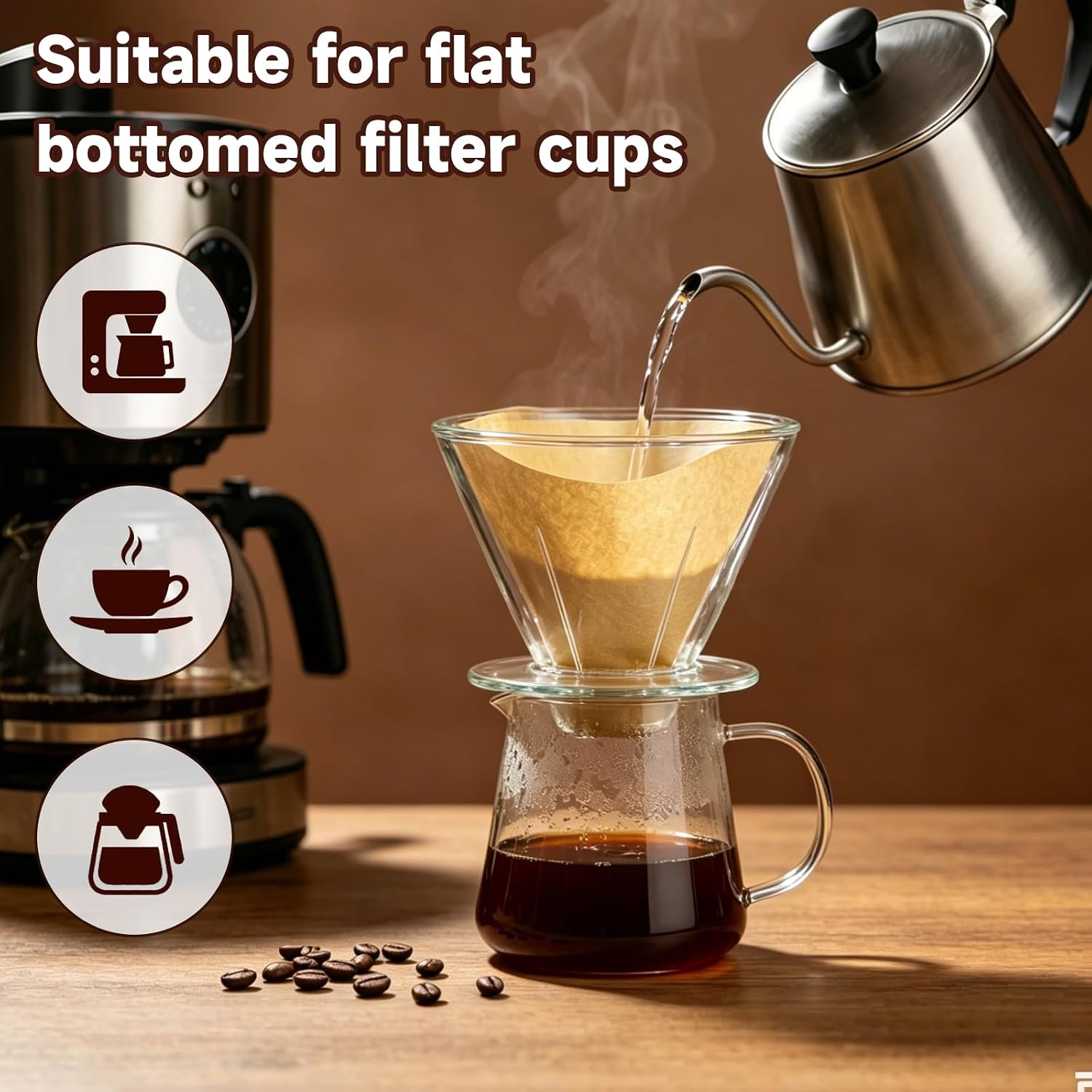 100 Count #4 Cone Paper Coffee Filters for Cuisinart, Ninja