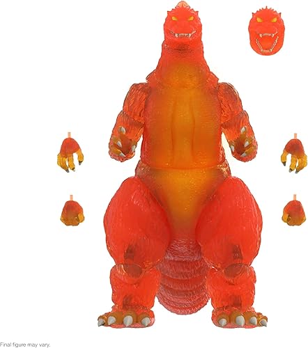 Super7 ULTIMATES! Toho Blazing Godzilla (1200 naranja transparente) - Figura de acción de Toho Godzilla de 8 pulgadas, colección de películas