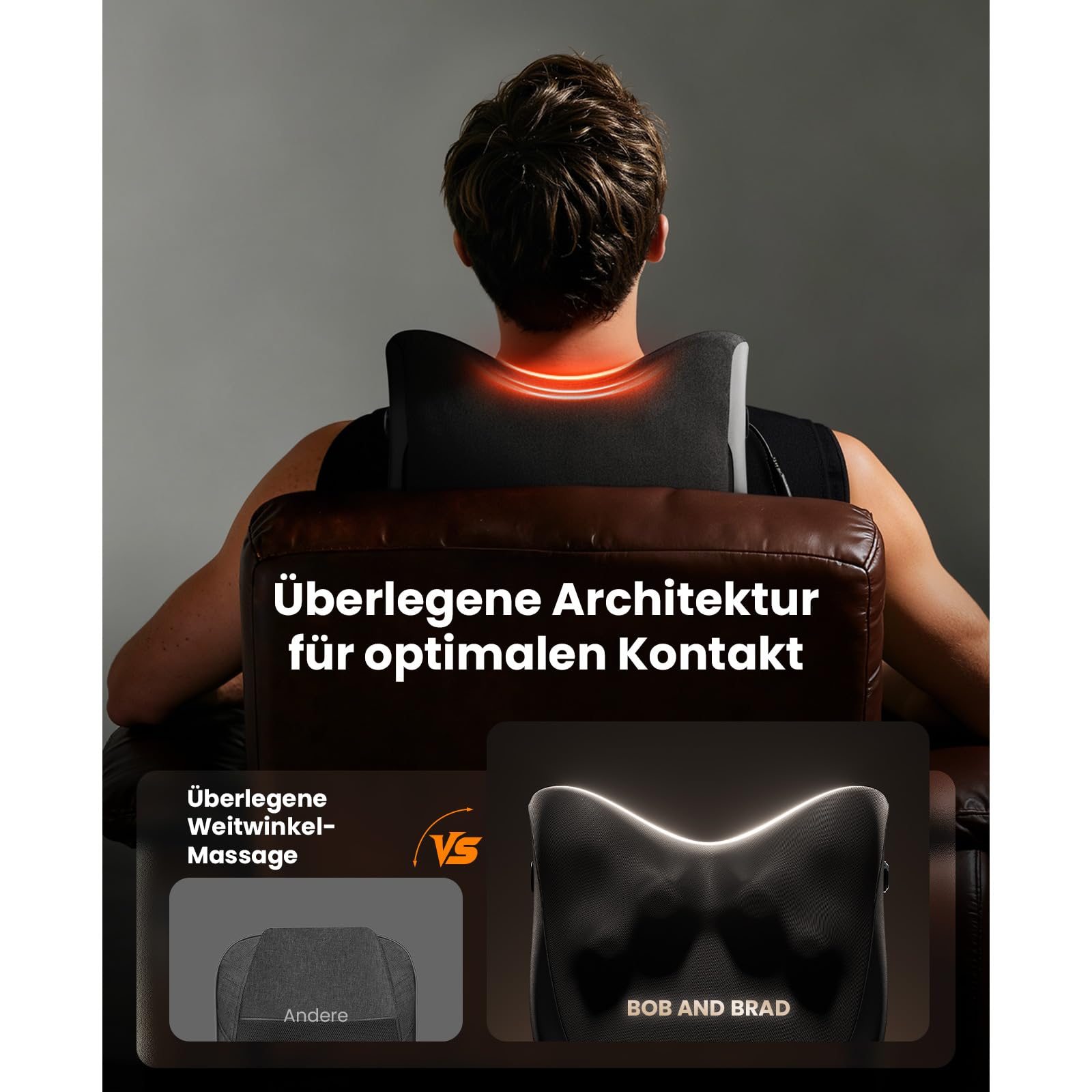 BOB AND BRAD Rückenmassagegerät mit Wärmefunktion, Elektrisches Nackenmassagegerät mit Fernbedienung, EZBack Prime Massagegerät für Nacken Schulter Lendenbereich, Entspannung für Zuhause Büro
