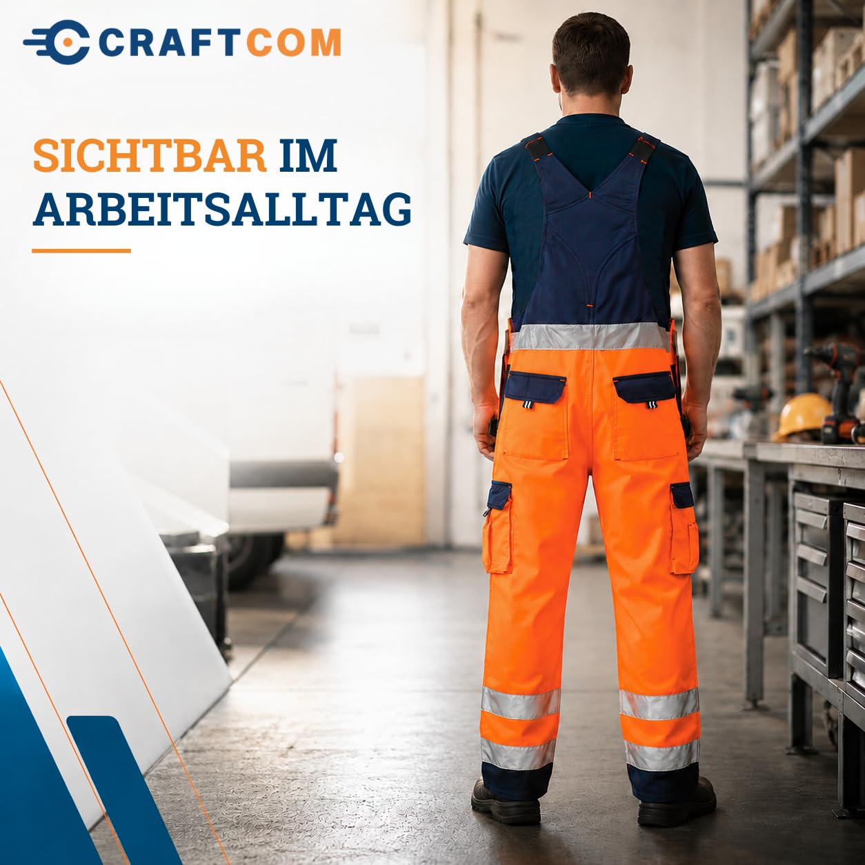 Generisch CraftGear® Salopette de travail pour homme - Longue salopette de travail réfléchissante avec bretelles pour l'extérieur