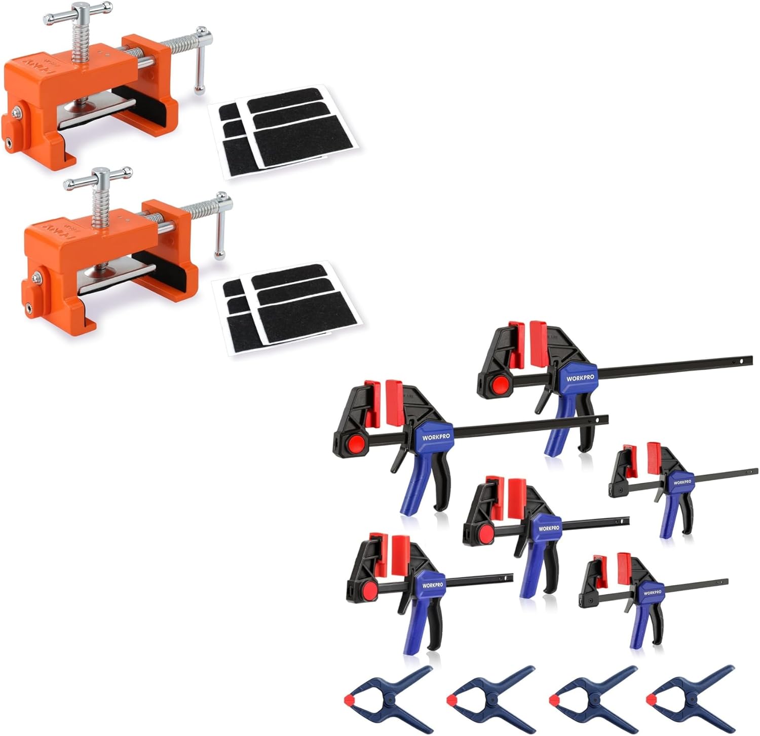 PONY 2-Pack Cabinet Clamps and WORKPRO 6-Pack Bar Clamps & 4-Pack Spring Clamps