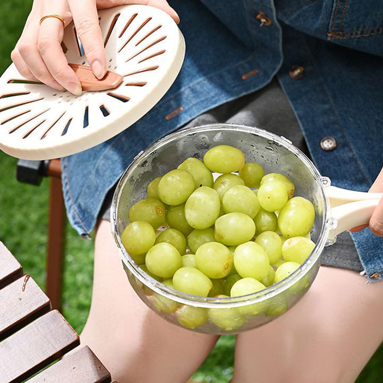 Emsa Centrifuga Per Insalata Pieghevole Manuale - 4 Litri, Verde/Trasparente, Risparmio Spazio - Foto 3